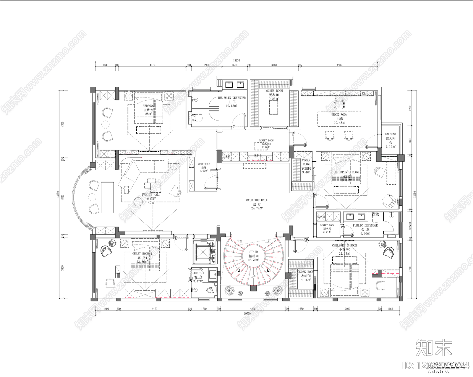 别墅cad施工图下载【ID:1208477724】