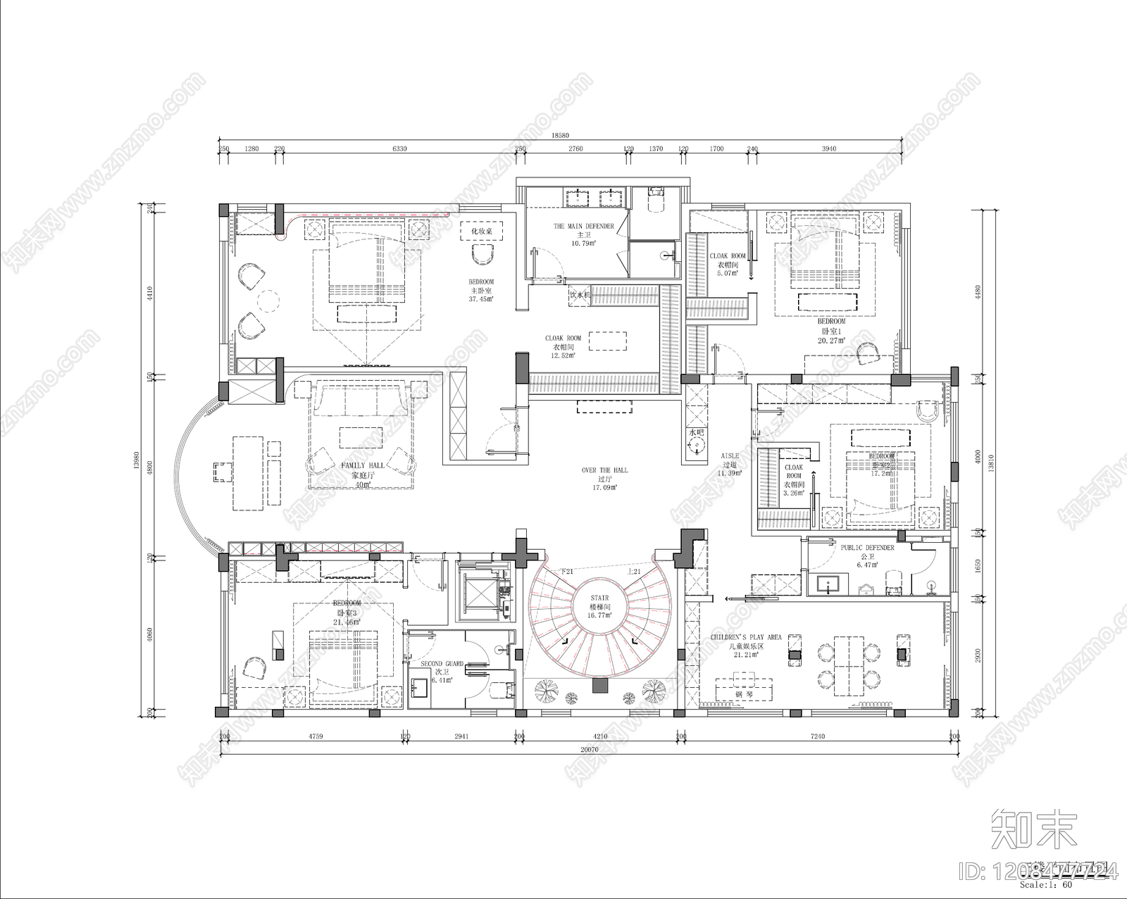 别墅cad施工图下载【ID:1208477724】