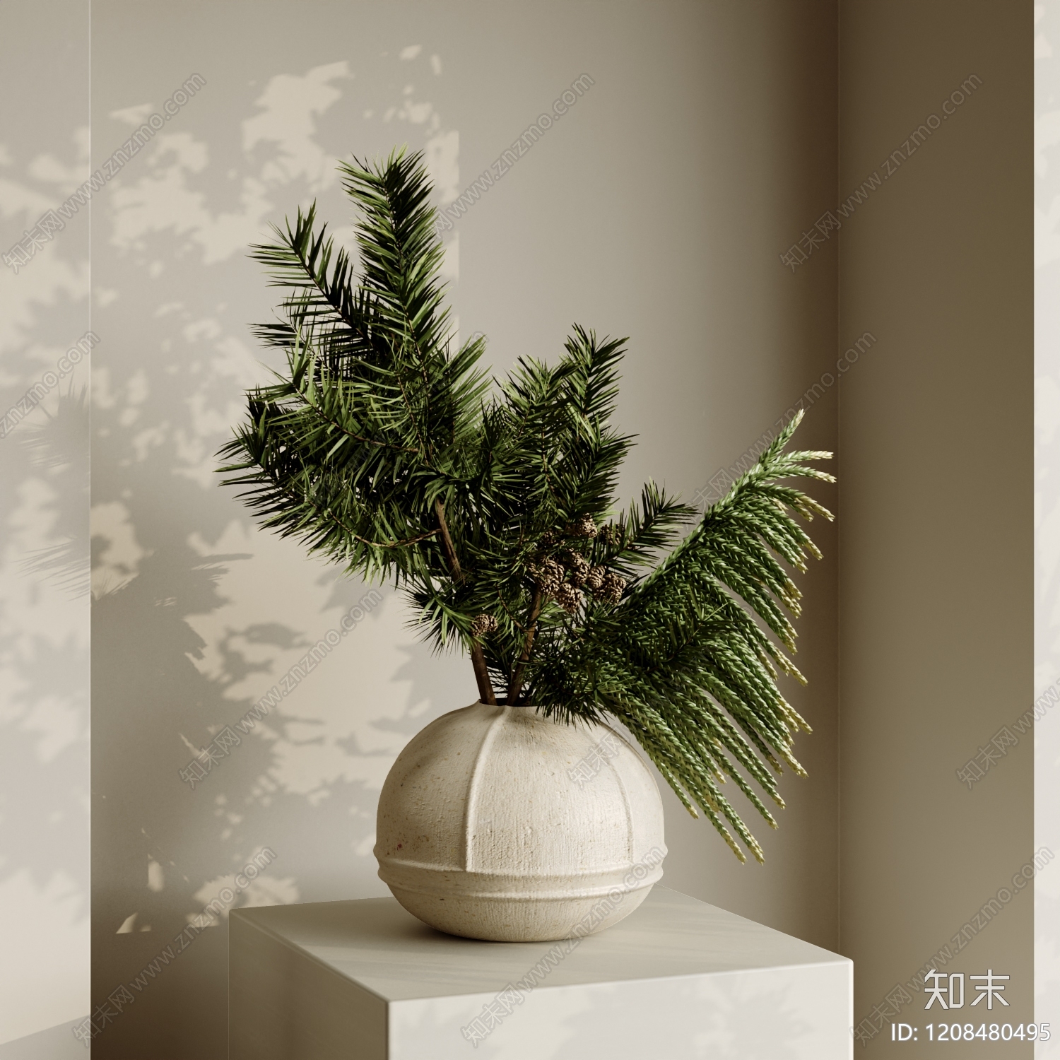 侘寂风花艺3D模型下载【ID:1208480495】