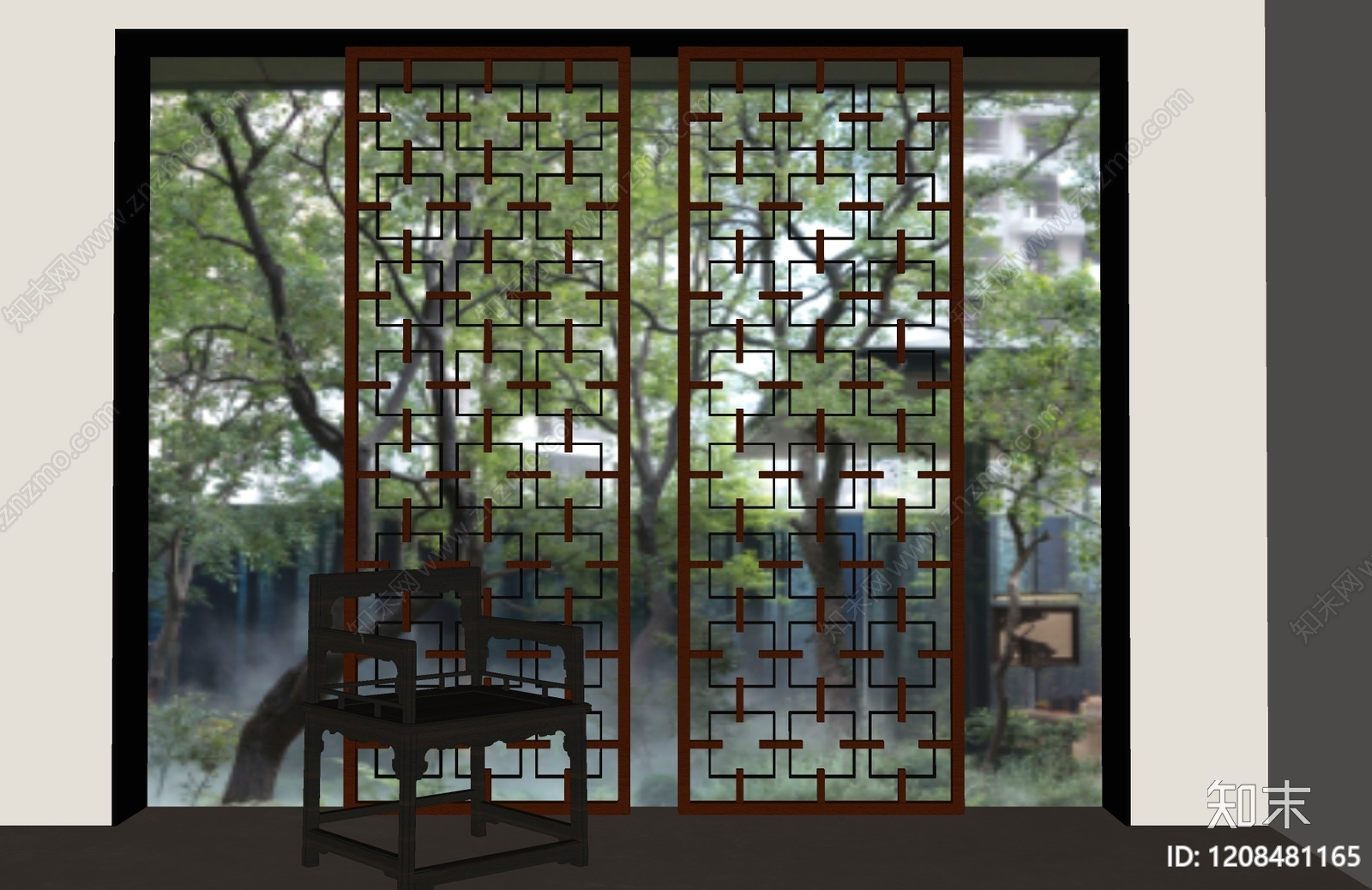 现代新中式屏风SU模型下载【ID:1208481165】