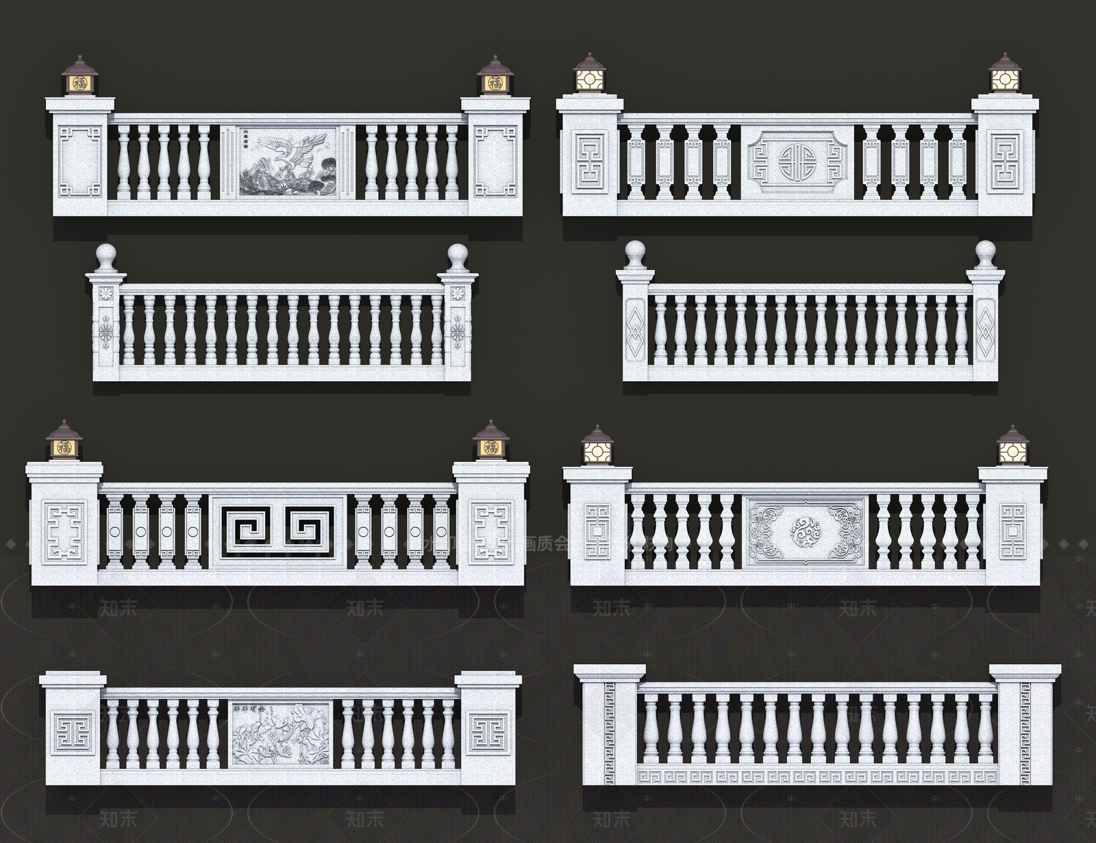 新中式栏杆3D模型下载【ID:1208481361】
