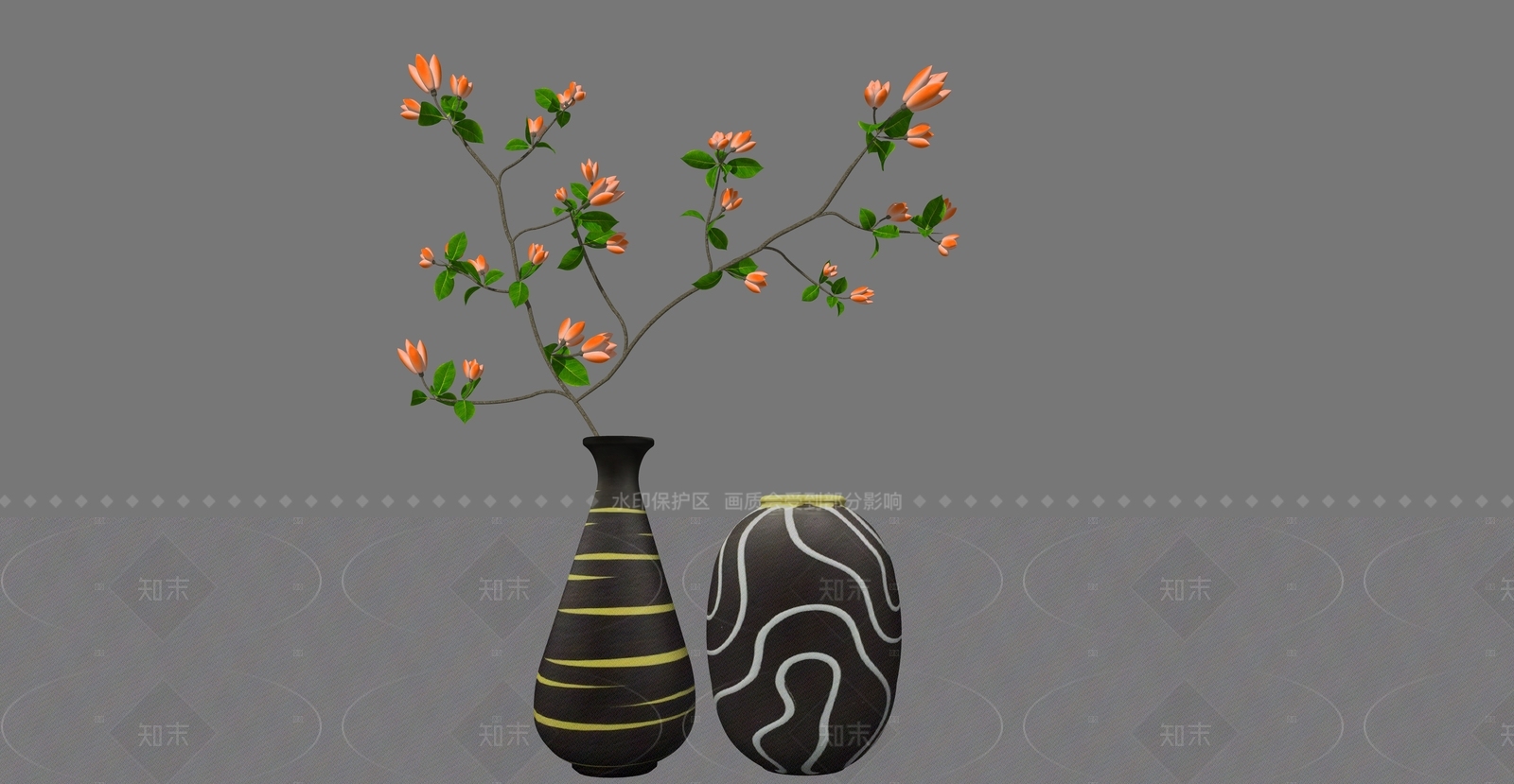 现代简约花艺SU模型下载【ID:1208481346】
