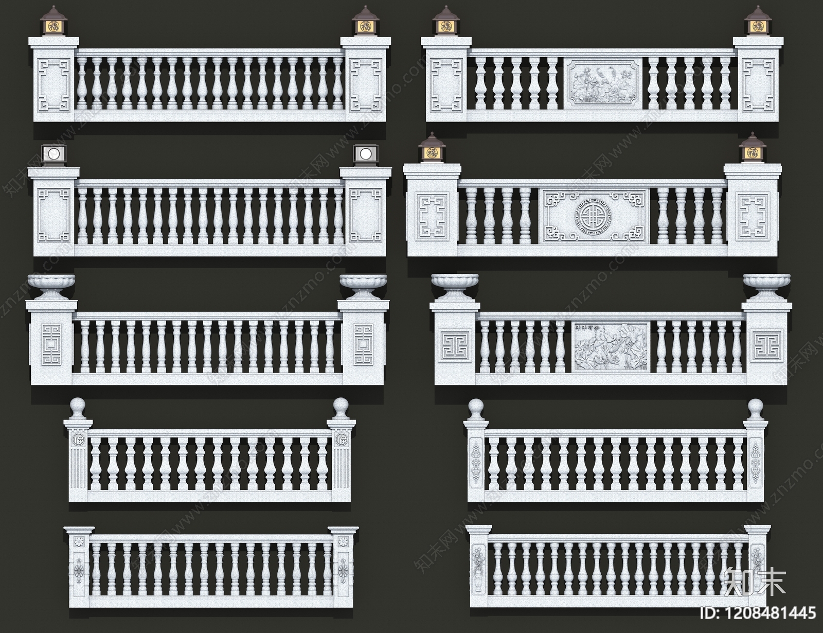 中式欧式围栏护栏SU模型下载【ID:1208481445】