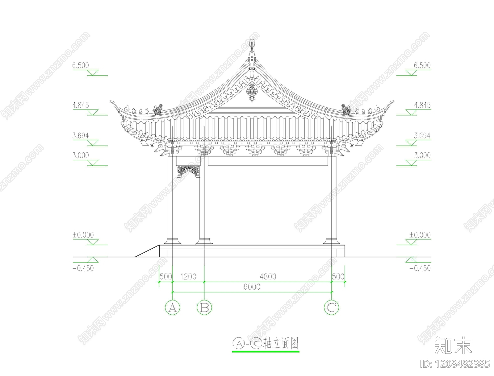 寺庙cad施工图下载【ID:1208482385】