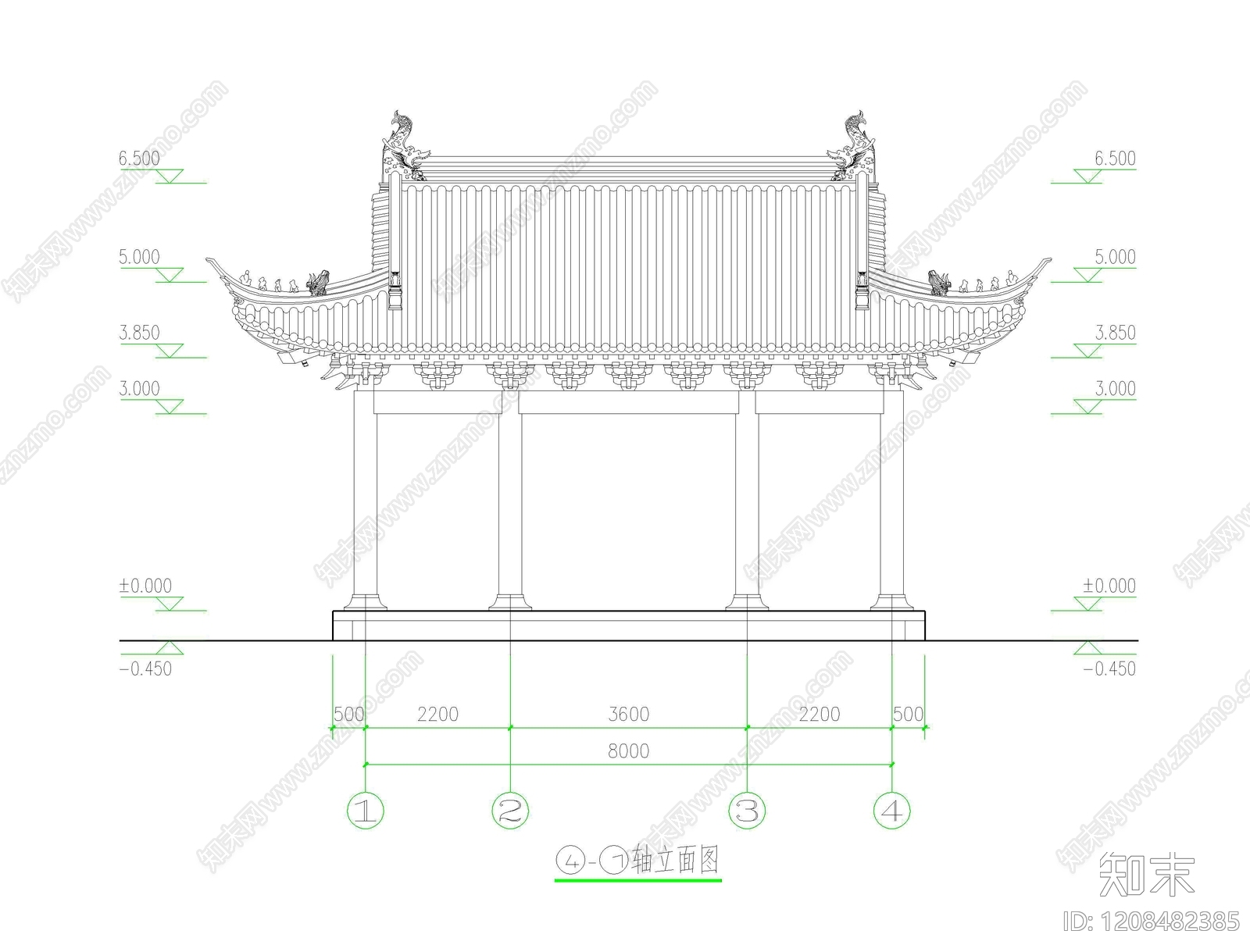 寺庙cad施工图下载【ID:1208482385】
