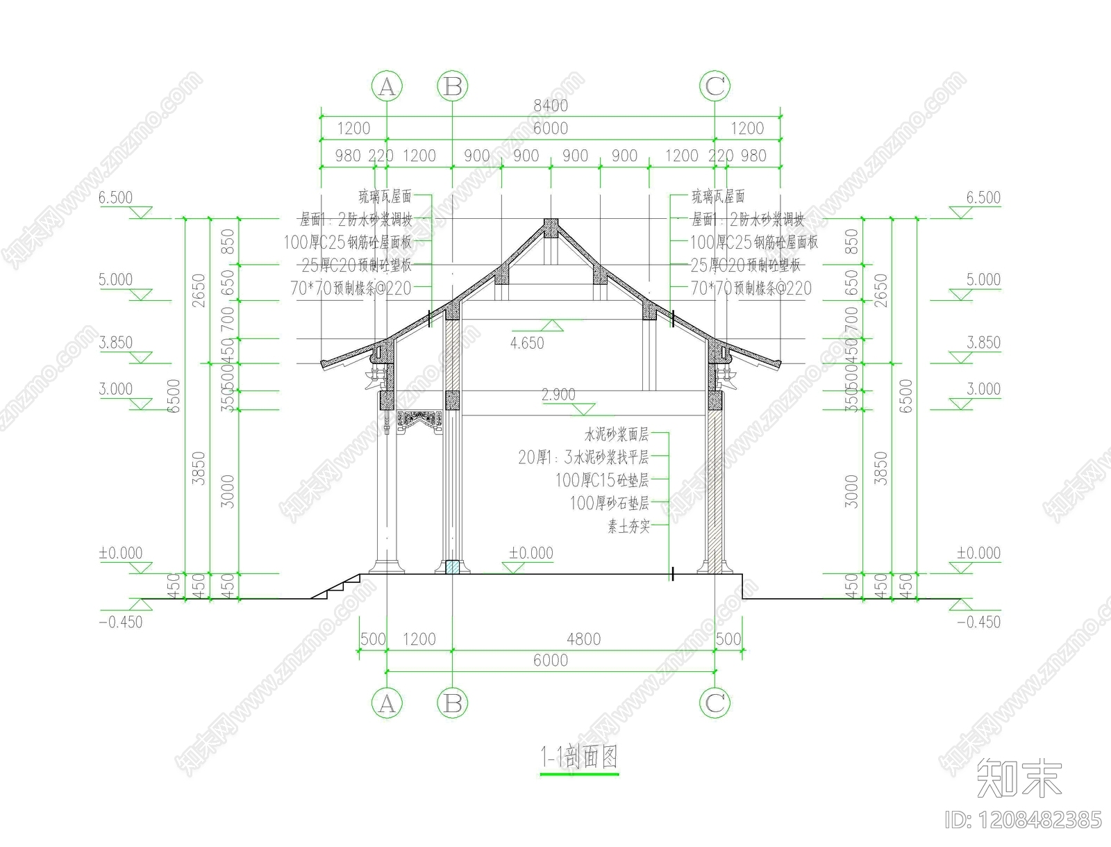 寺庙cad施工图下载【ID:1208482385】