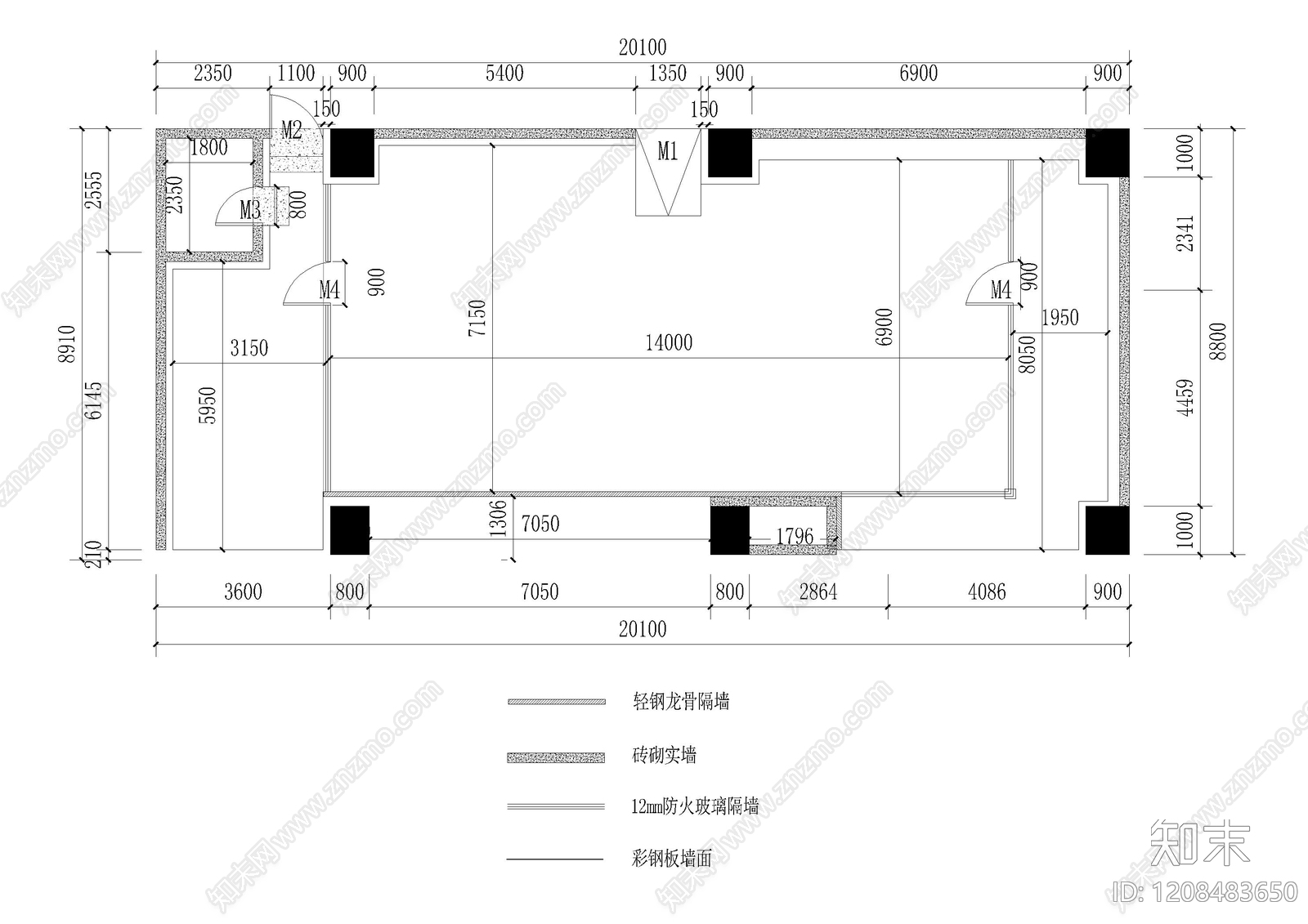 现代其他工装空间cad施工图下载【ID:1208483650】
