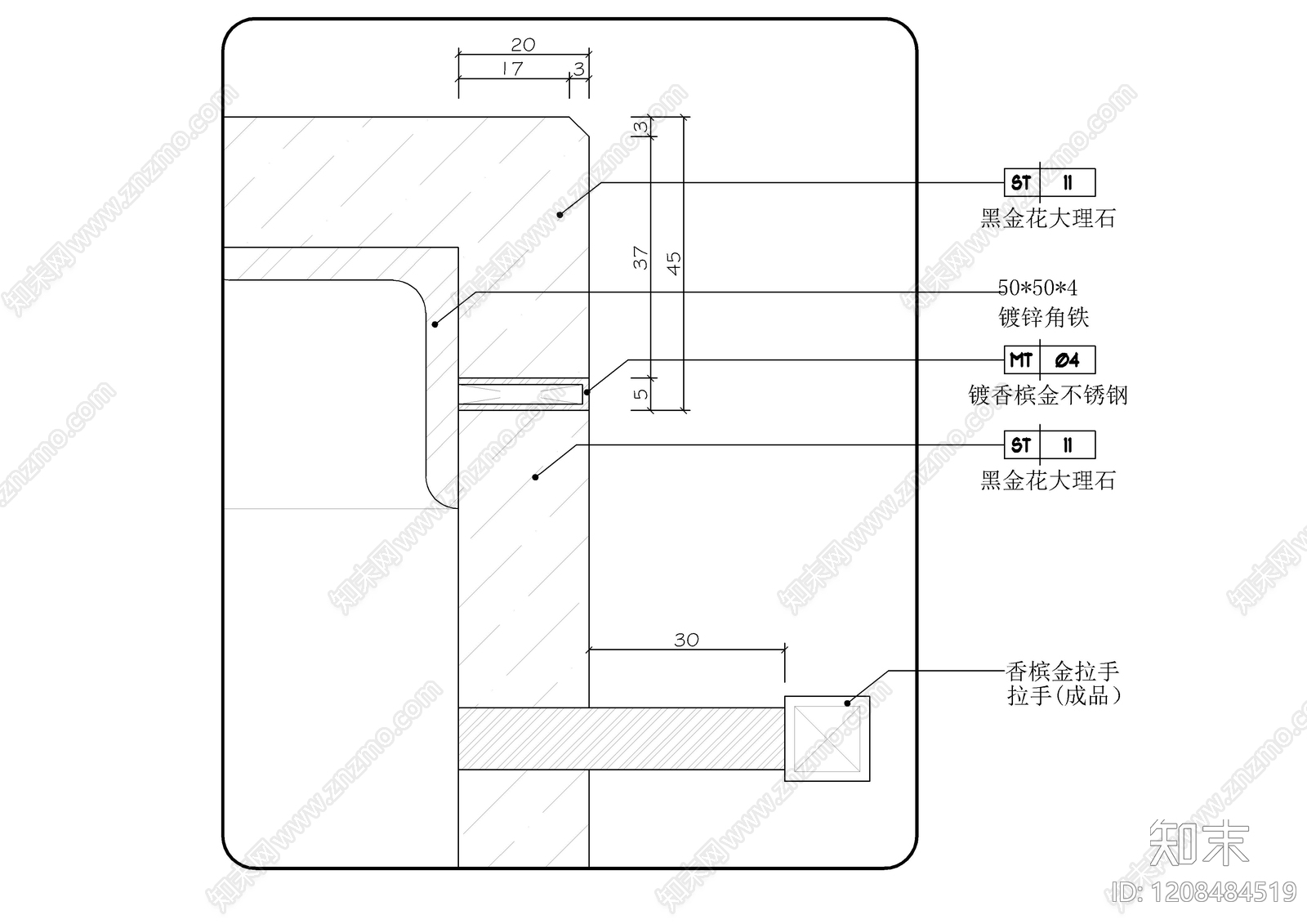 墙面节点cad施工图下载【ID:1208484519】