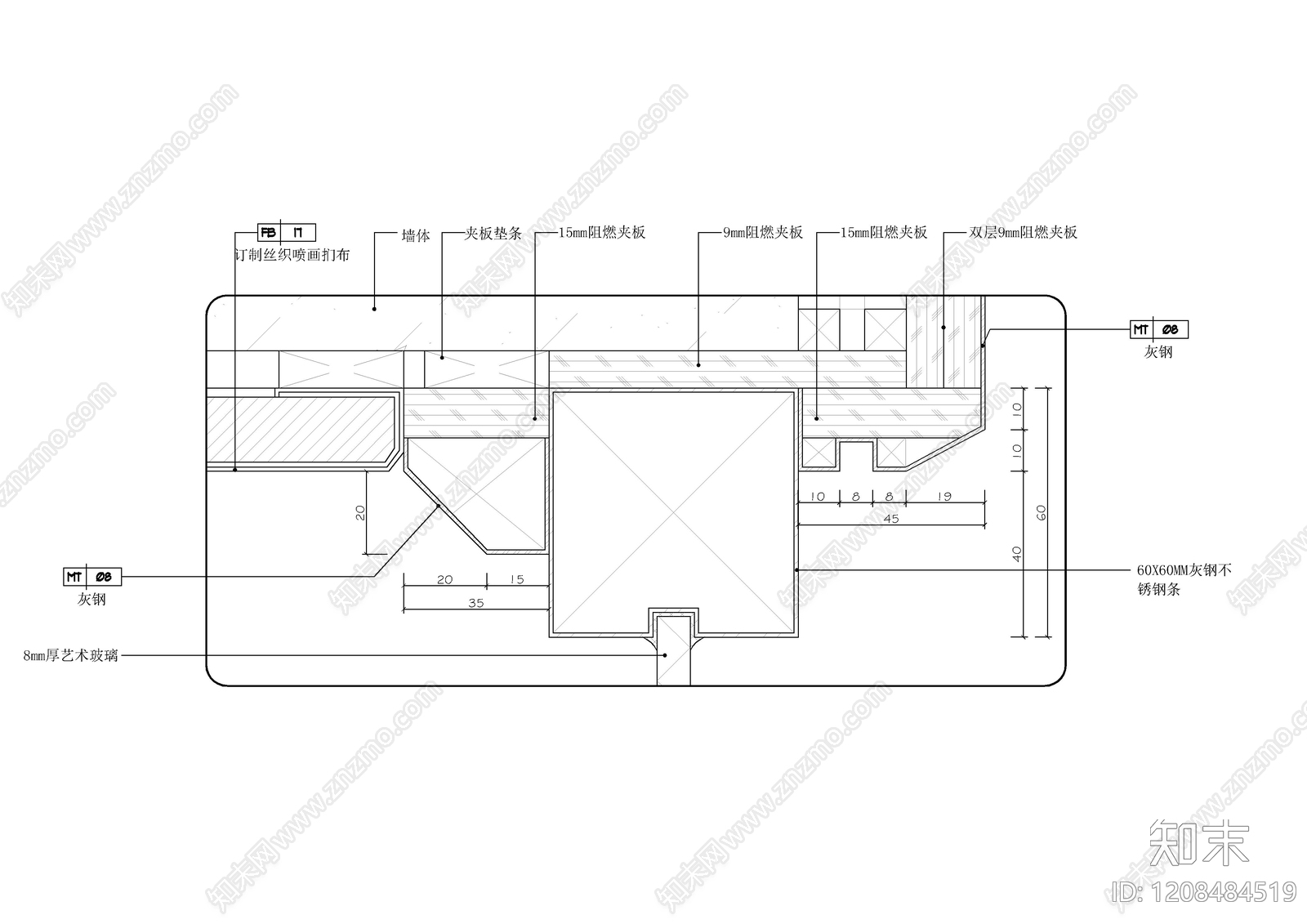 墙面节点cad施工图下载【ID:1208484519】