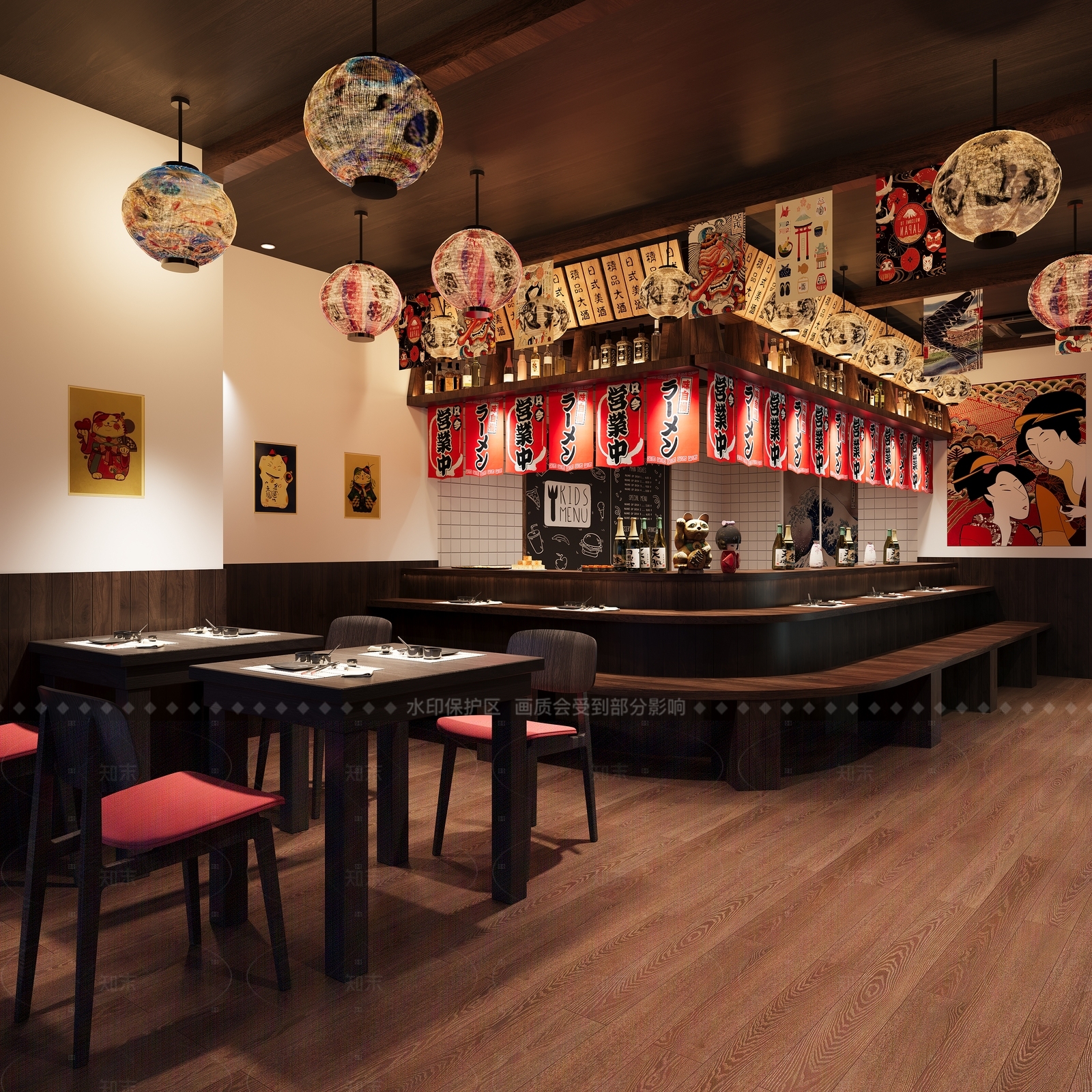 日式日料店3D模型下载【ID:1208486582】