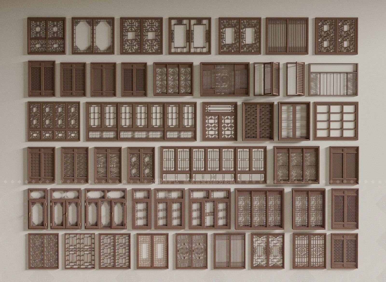 新中式中式窗户组合SU模型下载【ID:1208486227】