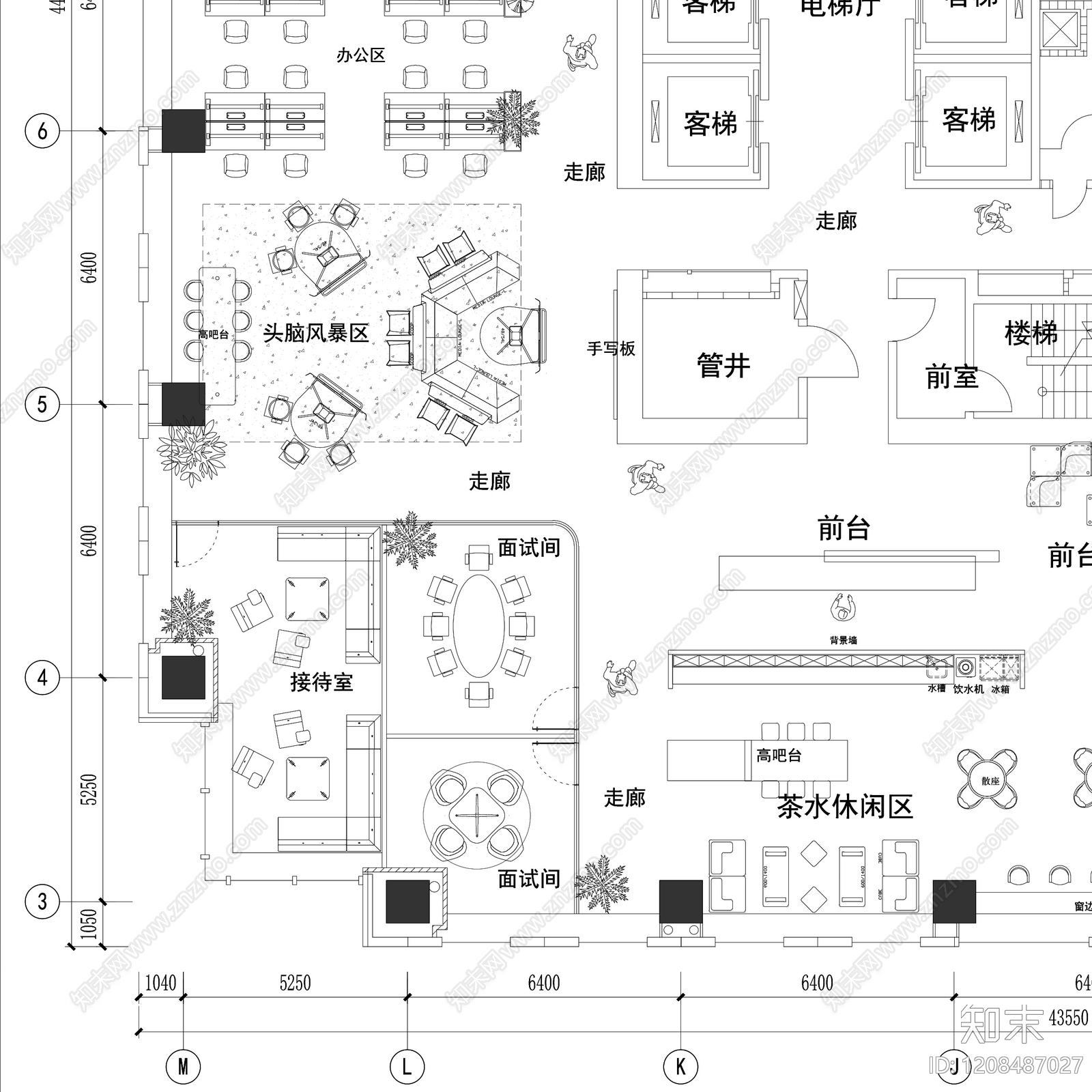 现代整体办公空间cad施工图下载【ID:1208487027】