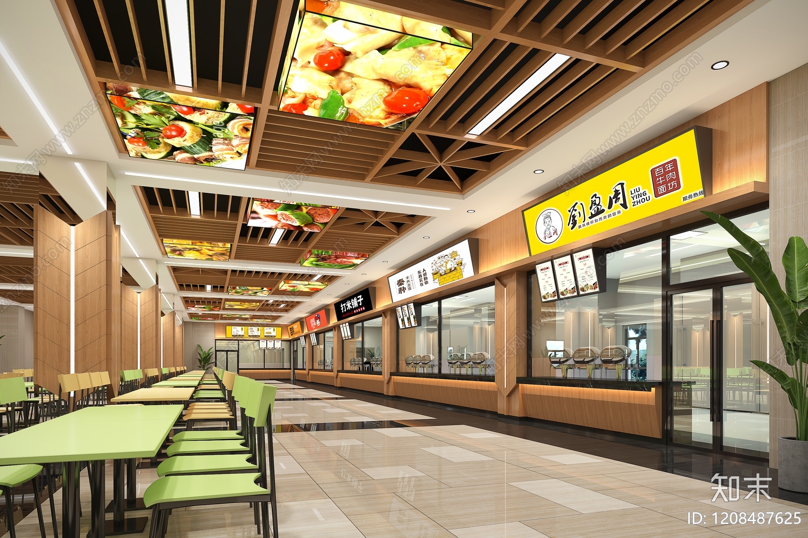 现代简约学生食堂3D模型下载【ID:1208487625】