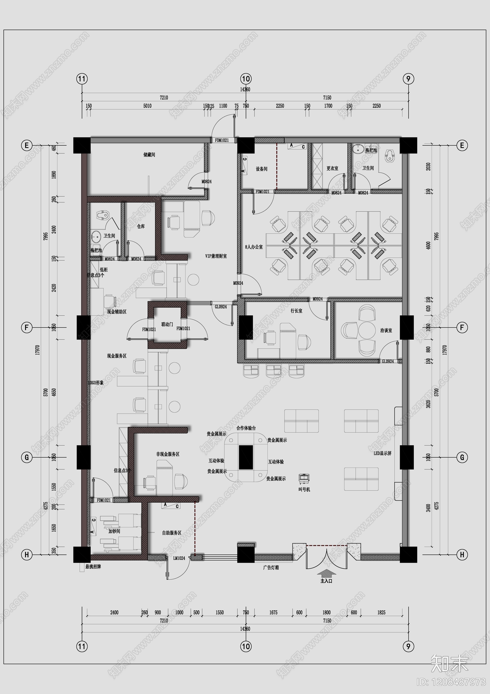 现代工装平面图施工图下载【ID:1208487973】