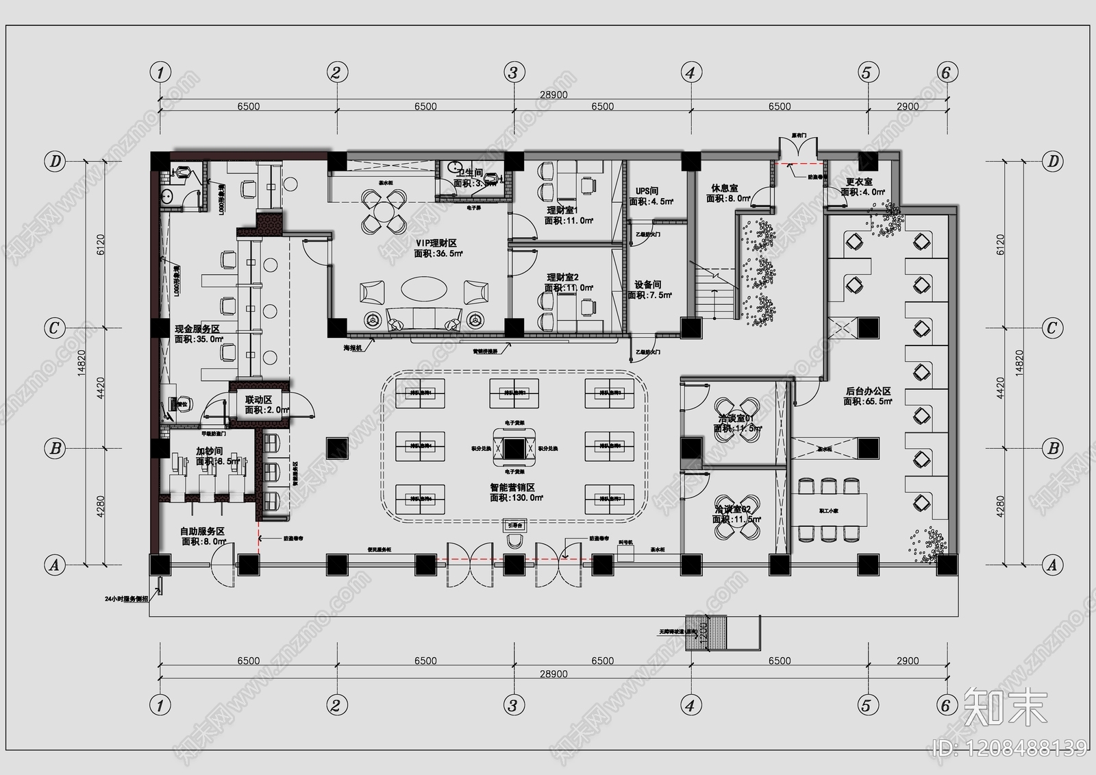 现代工装平面图施工图下载【ID:1208488139】