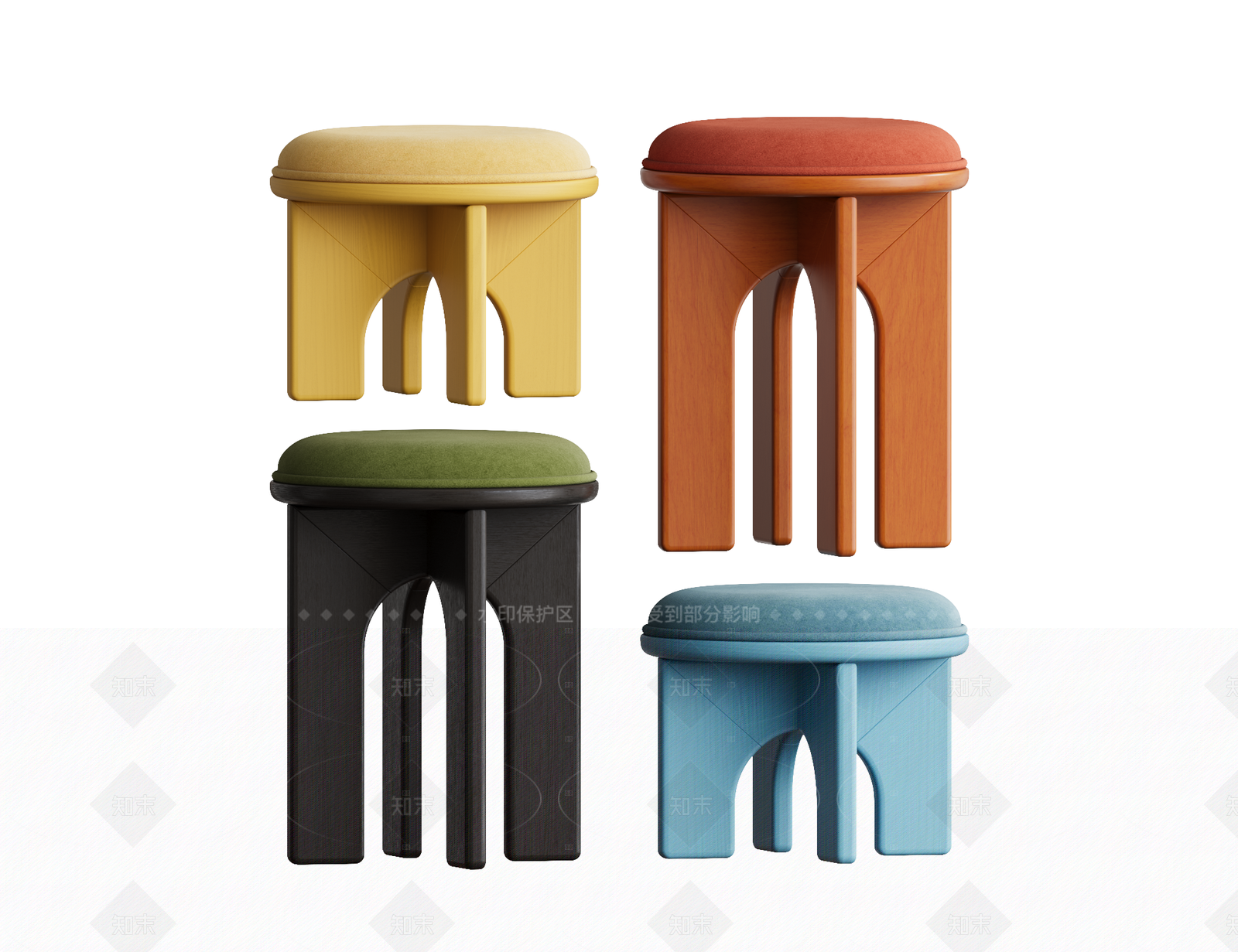 现代简约沙发凳3D模型下载【ID:1208488441】