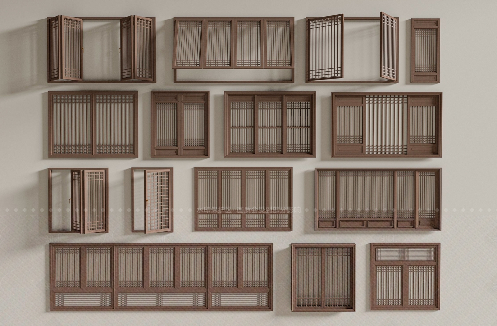 新中式中式窗户组合SU模型下载【ID:1208488538】