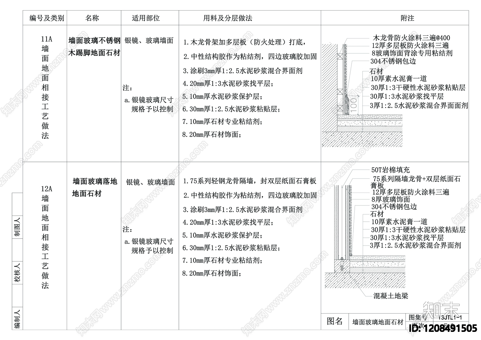 墙面节点cad施工图下载【ID:1208491505】
