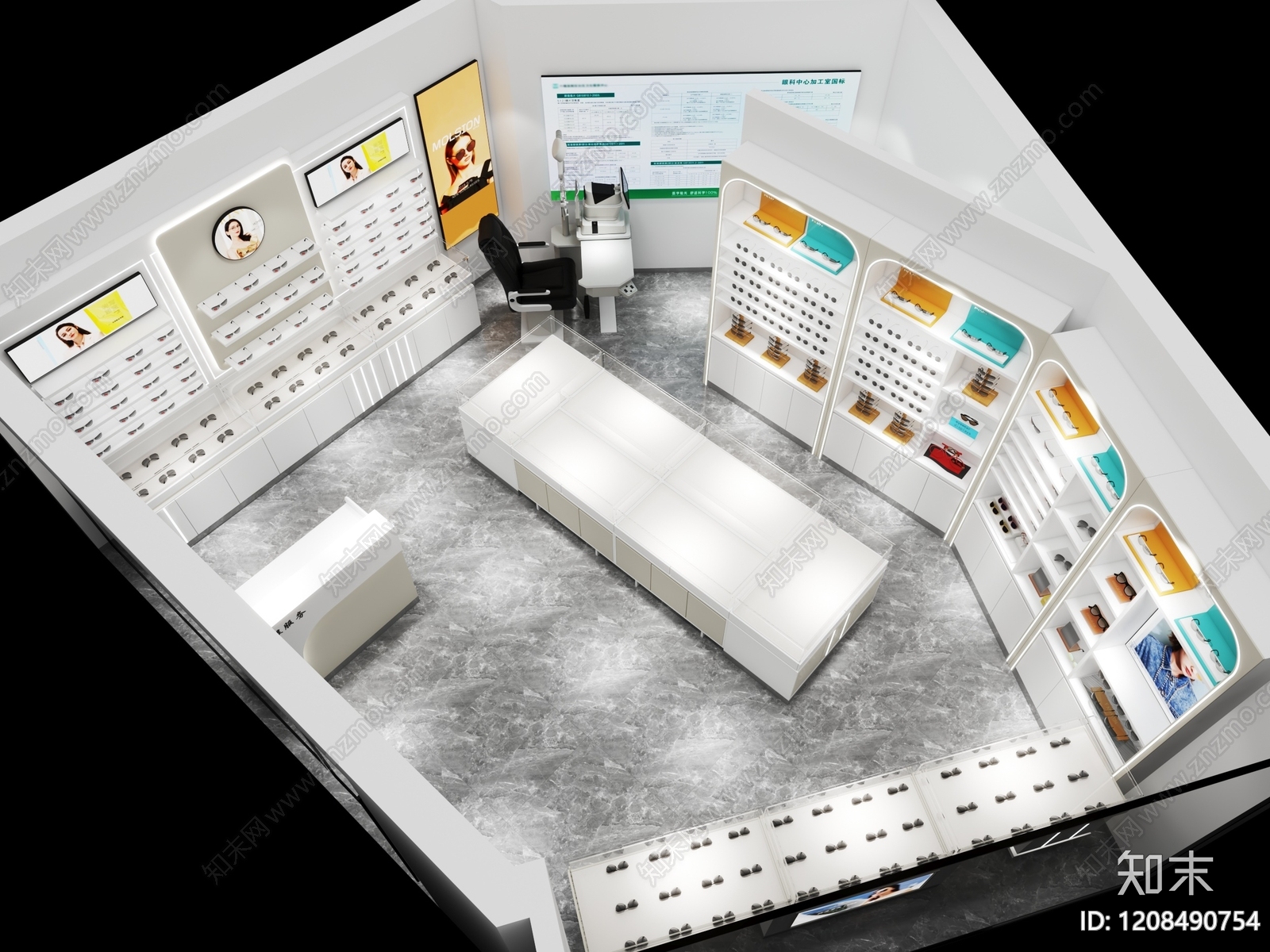 现代简约眼镜店3D模型下载【ID:1208490754】