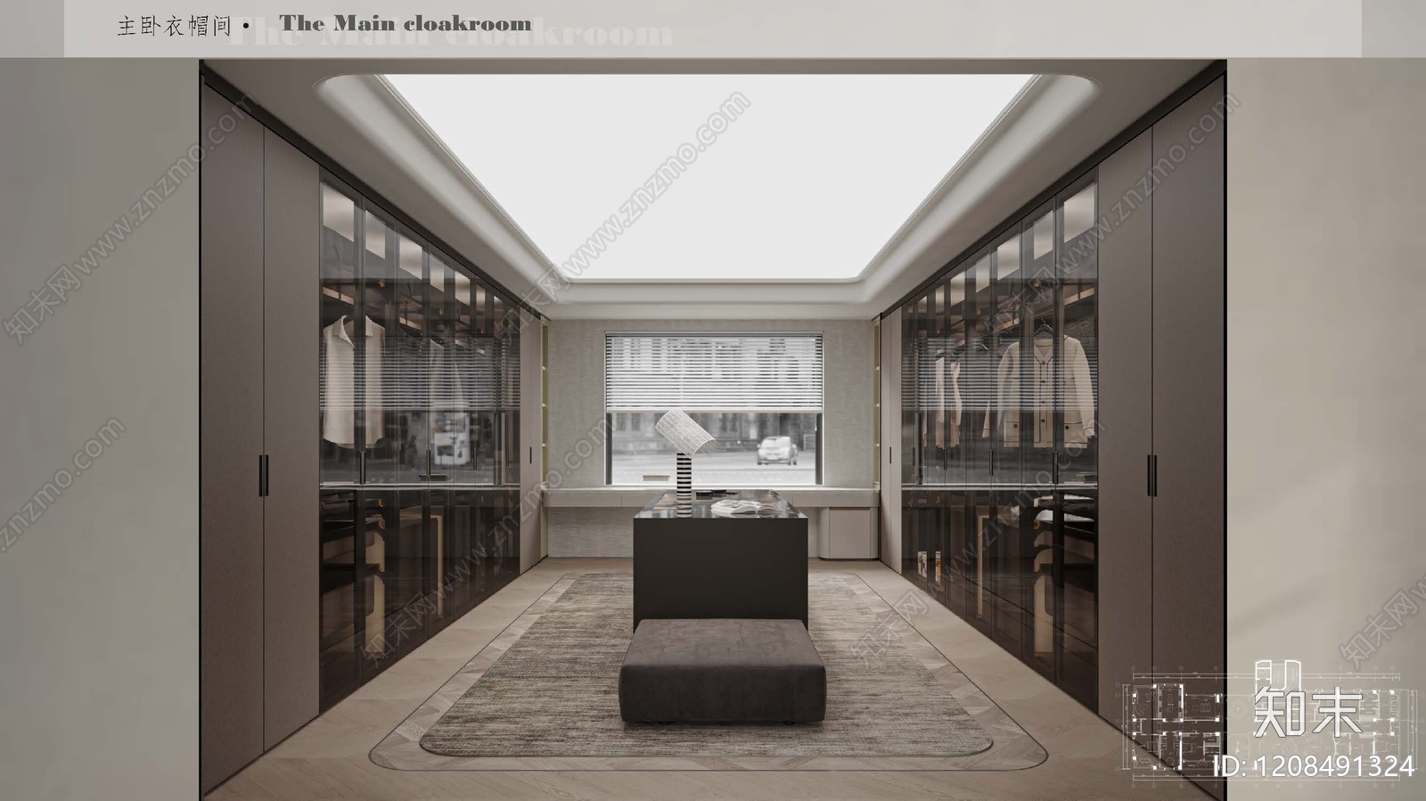 现代衣帽间施工图下载【ID:1208491324】