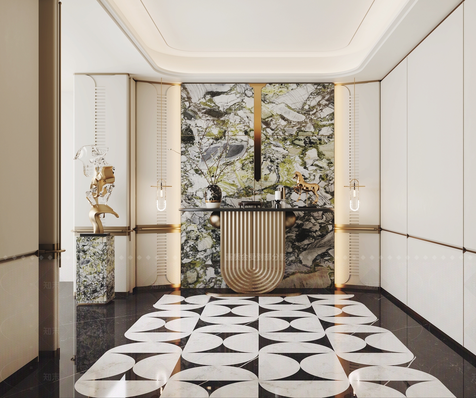 现代轻奢玄关3D模型下载【ID:1208491794】