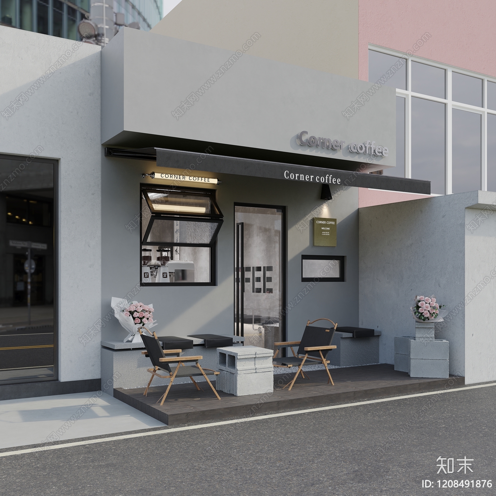 极简咖啡厅3D模型下载【ID:1208491876】