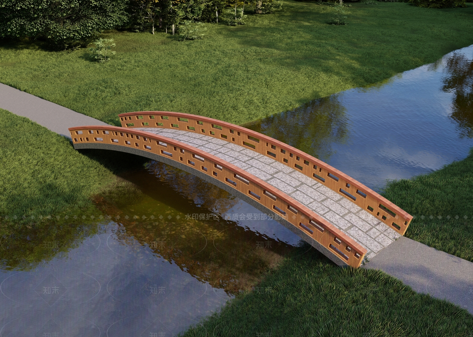 新中式景观景观桥3D模型下载【ID:1208492395】