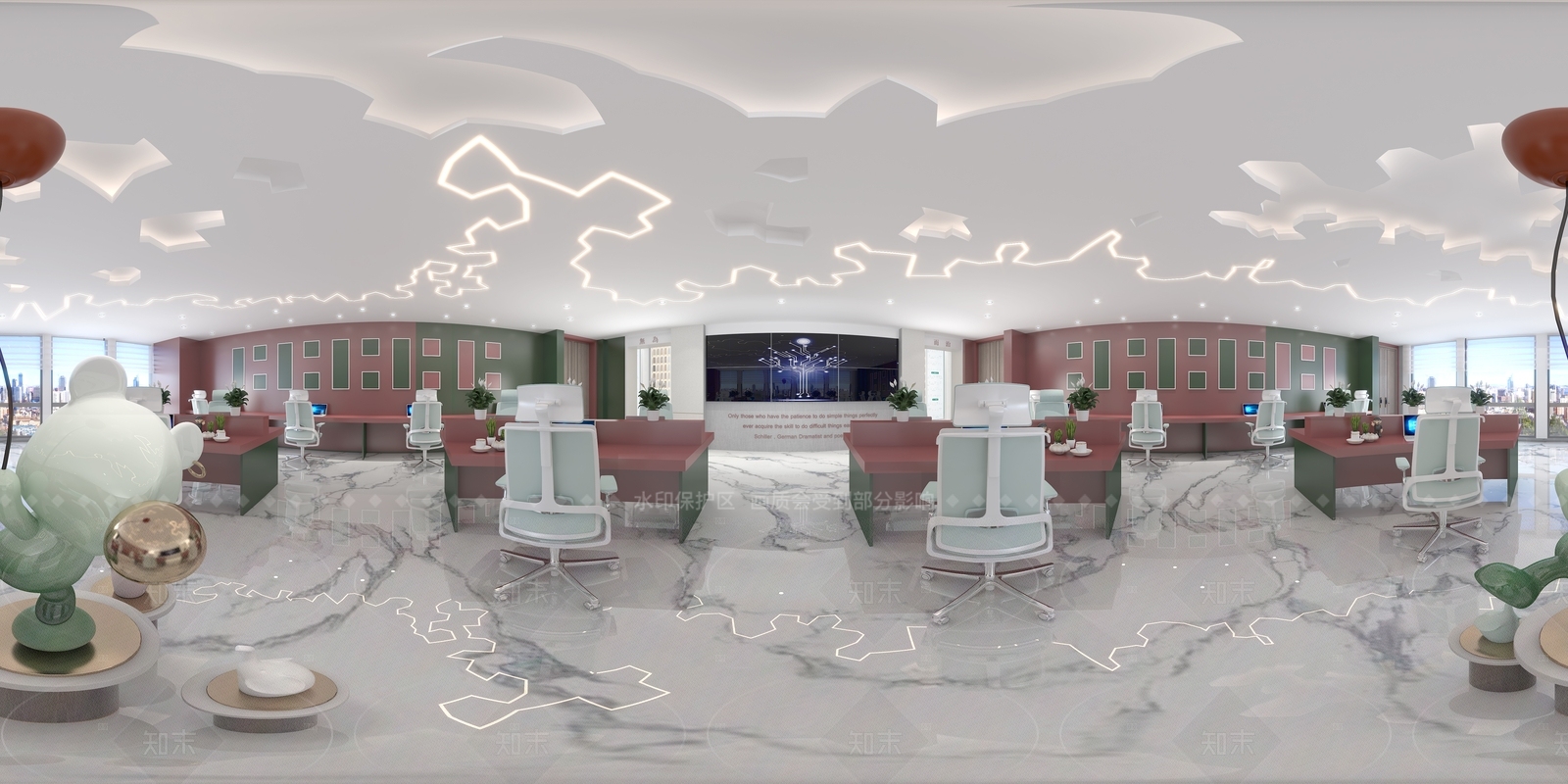 奶油风办公大厅3D模型下载【ID:1208492719】