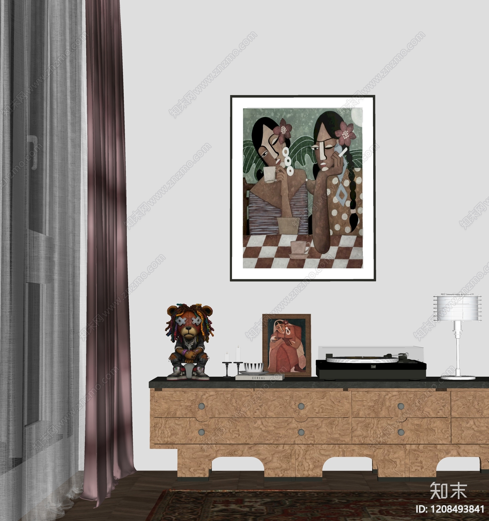 中古侘寂电视柜SU模型下载【ID:1208493841】
