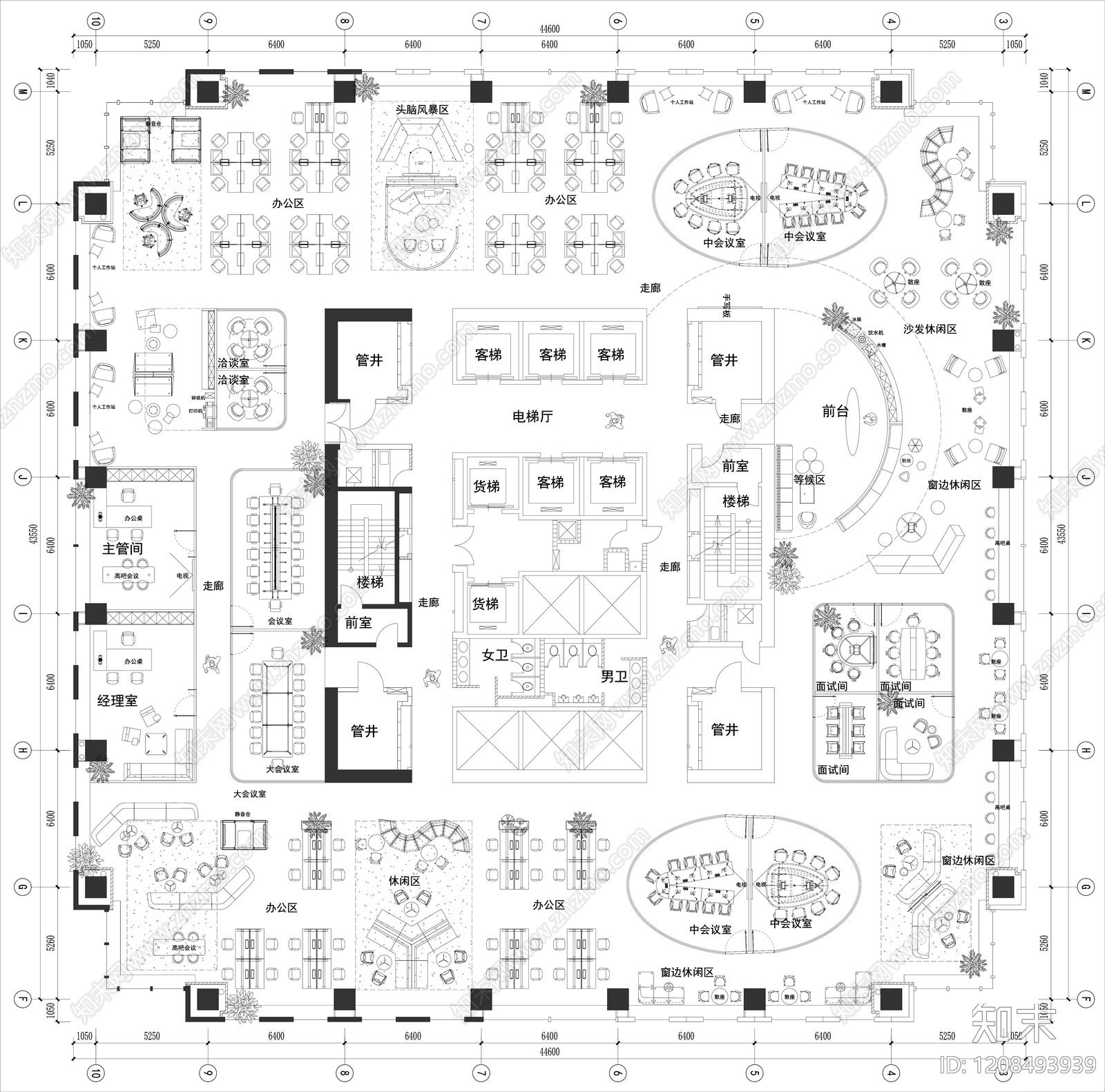 简约开放办公室施工图下载【ID:1208493939】