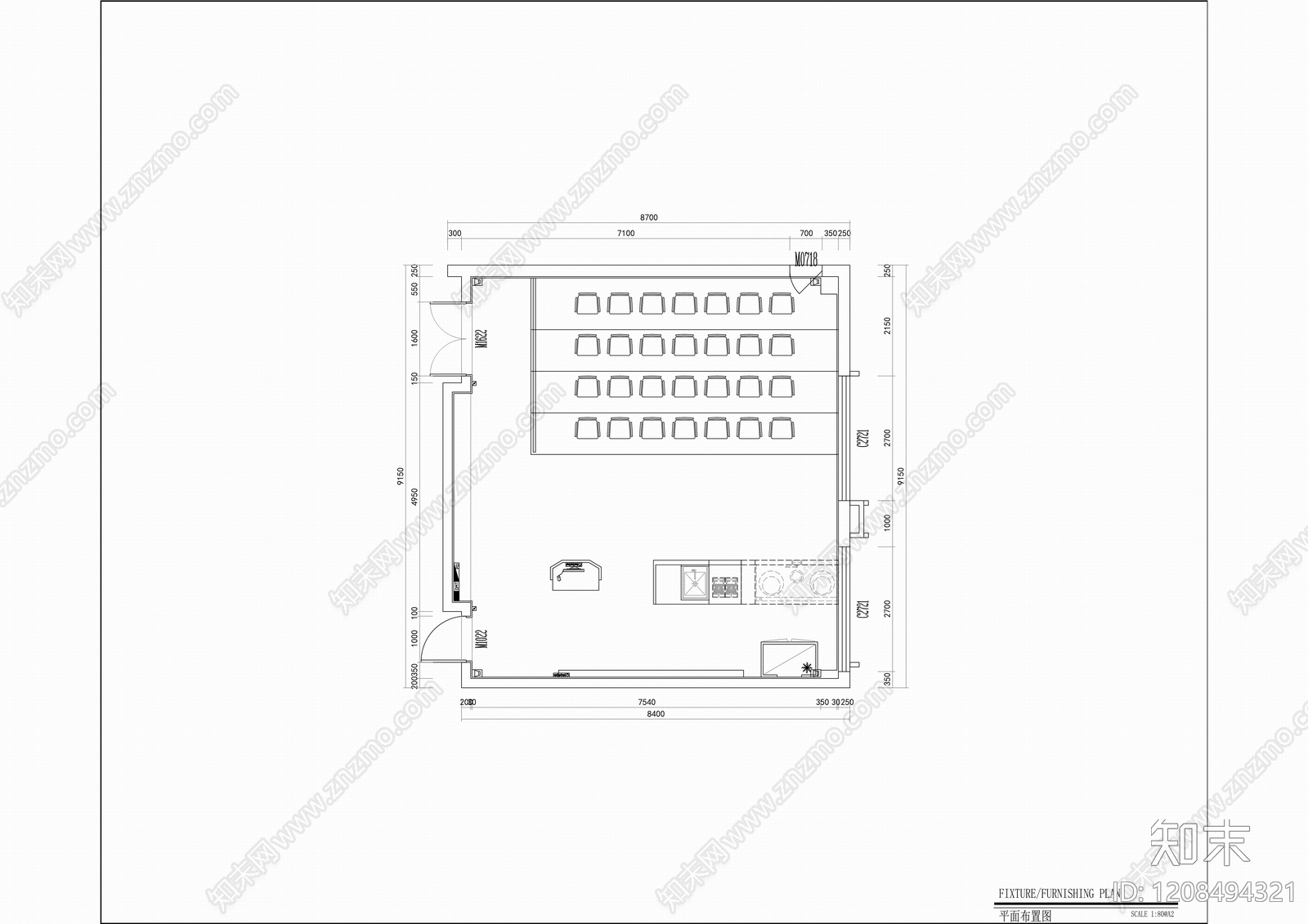 现代培训中心cad施工图下载【ID:1208494321】