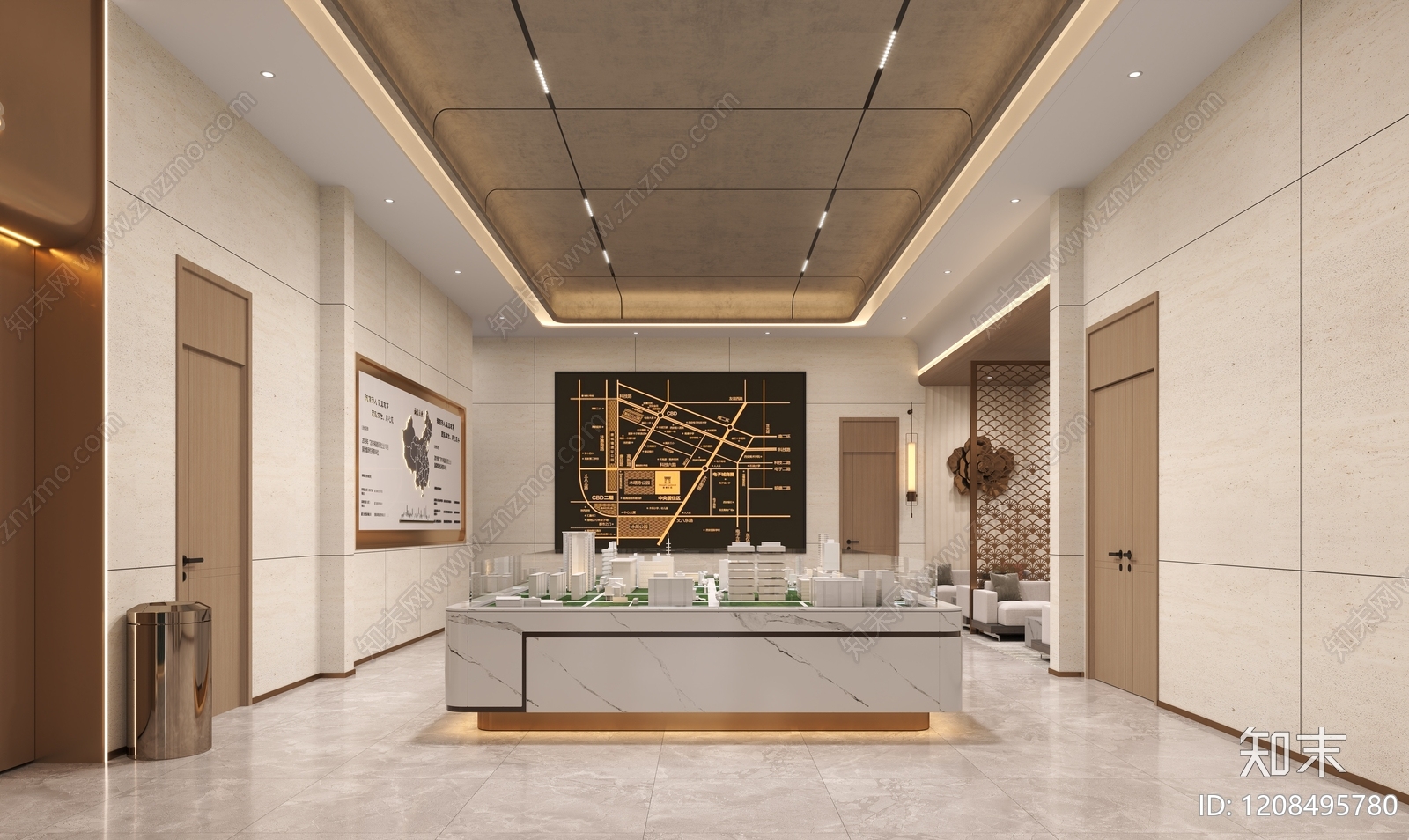 现代简约售楼处3D模型下载【ID:1208495780】