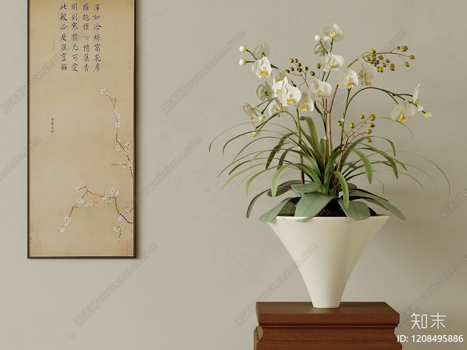 新中式花艺3D模型下载【ID:1208495886】