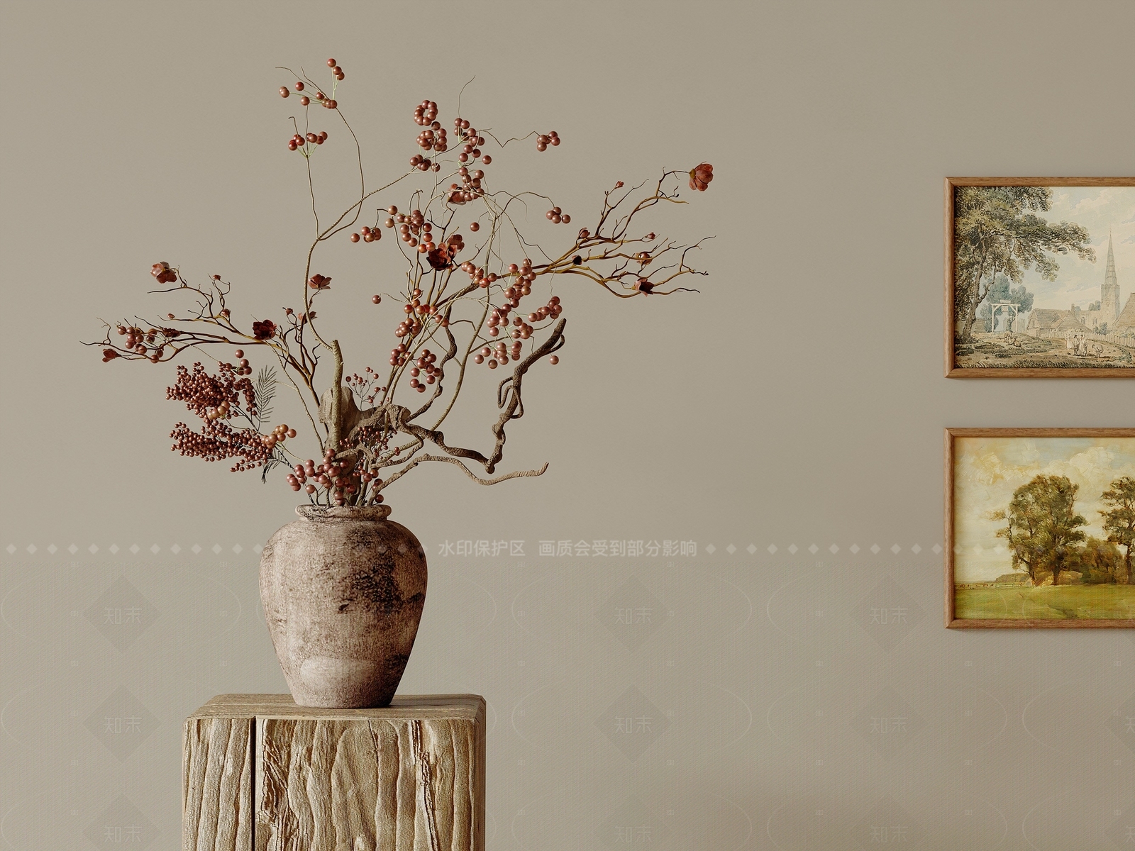 侘寂花艺3D模型下载【ID:1208495930】