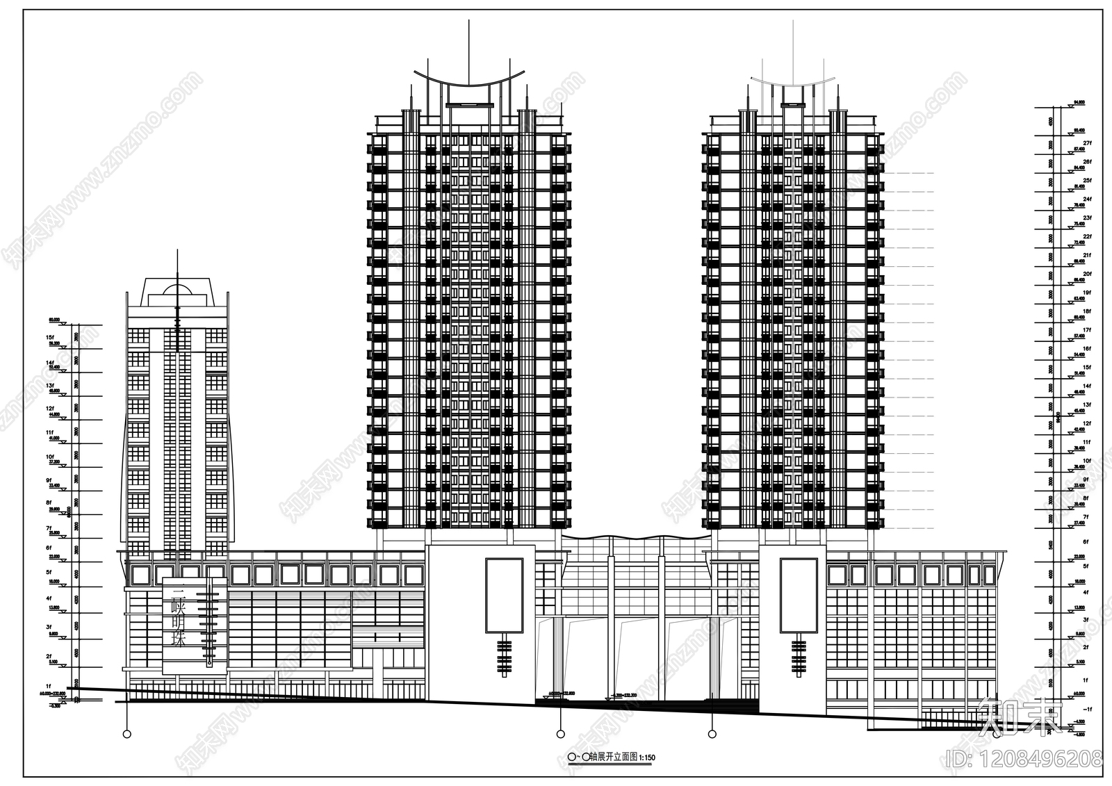 现代办公楼建筑施工图下载【ID:1208496208】