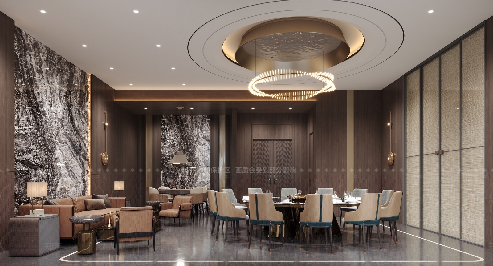 现代轻奢中餐厅3D模型下载【ID:1208496962】