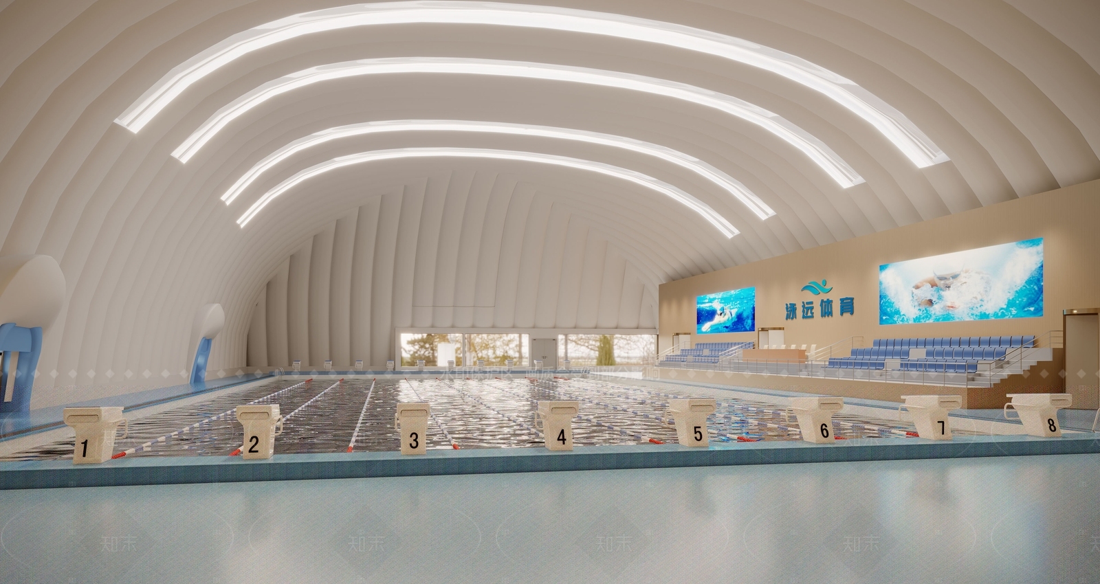 现代简约游泳馆3D模型下载【ID:1208497850】