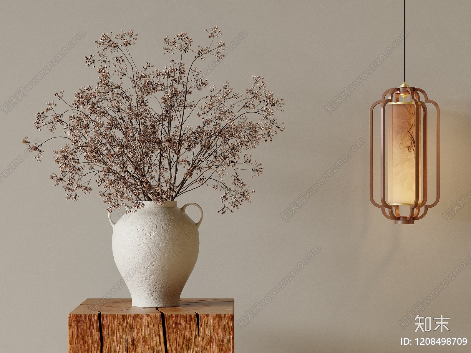 侘寂花艺3D模型下载【ID:1208498709】
