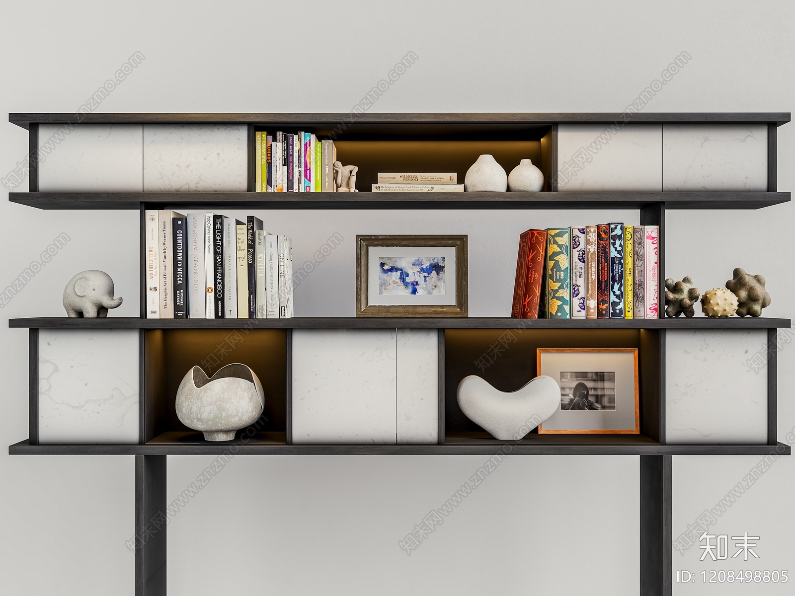 现代简约书架3D模型下载【ID:1208498805】