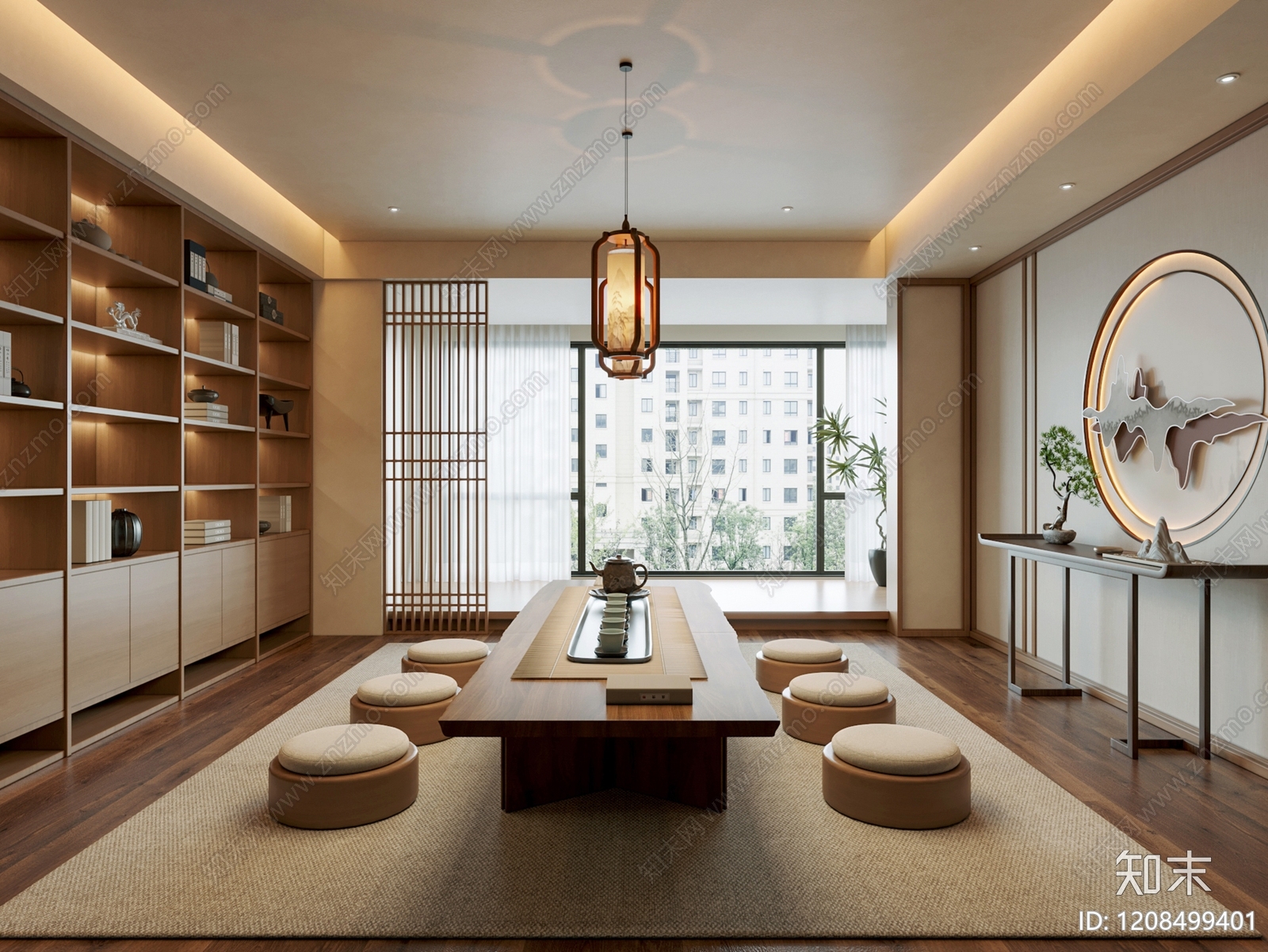 新中式禅意茶室SU模型下载【ID:1208499401】