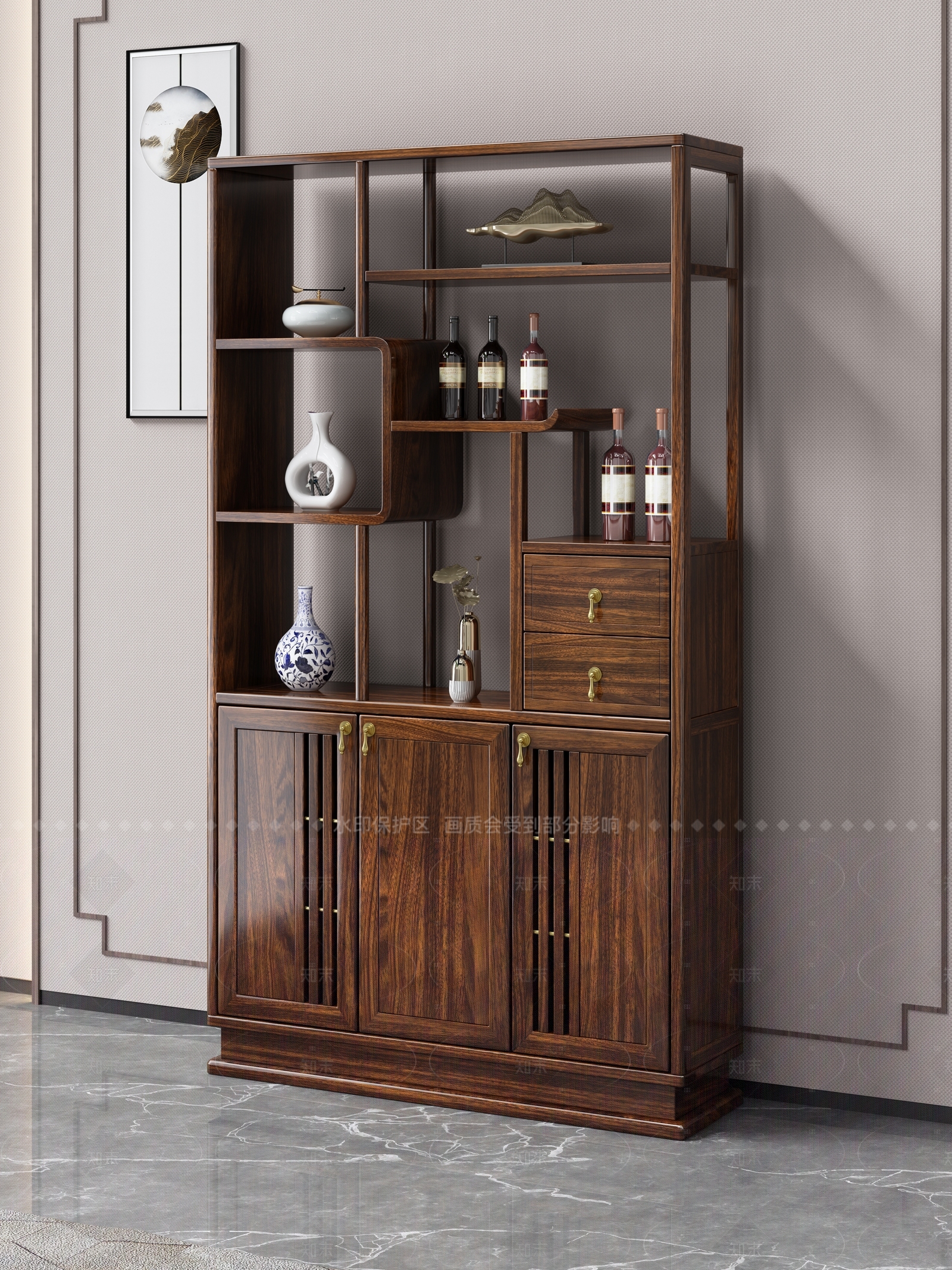 新中式酒柜3D模型下载【ID:1208500493】