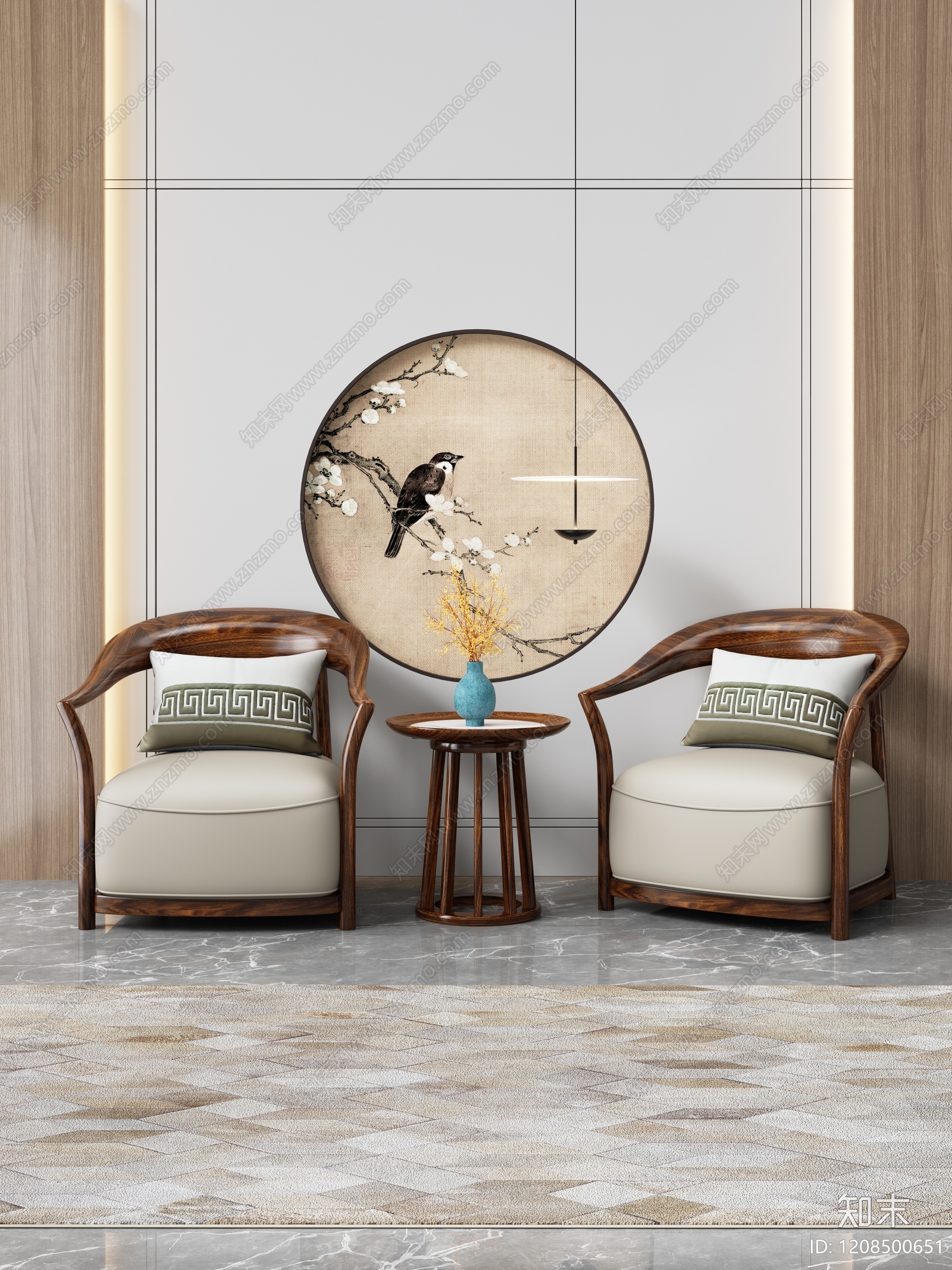 新中式休闲椅3D模型下载【ID:1208500651】