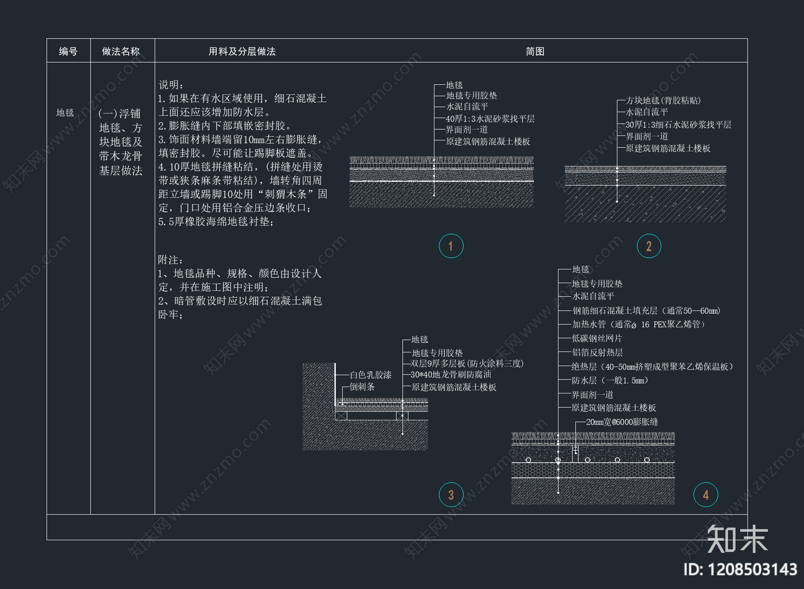 地毯节点施工图下载【ID:1208503143】