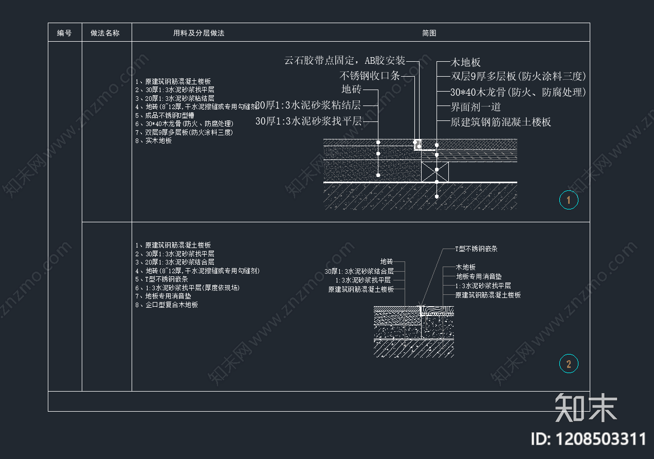 木地板施工图下载【ID:1208503311】