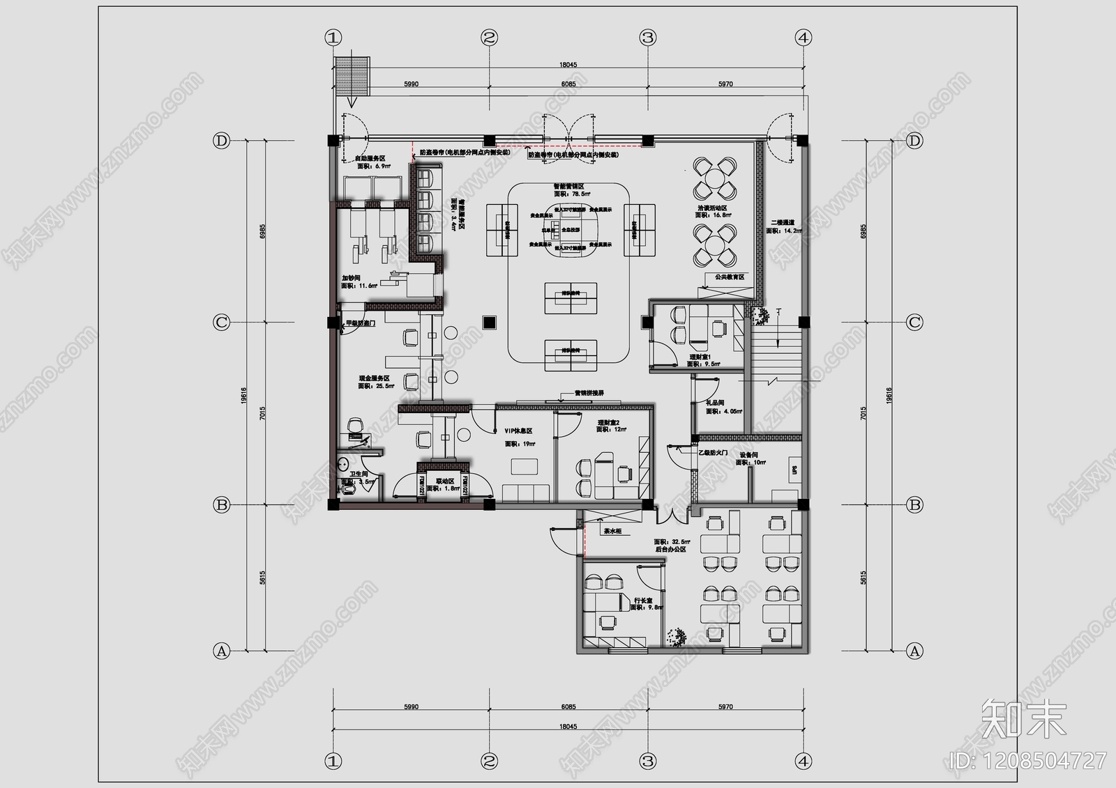 现代工装平面图施工图下载【ID:1208504727】