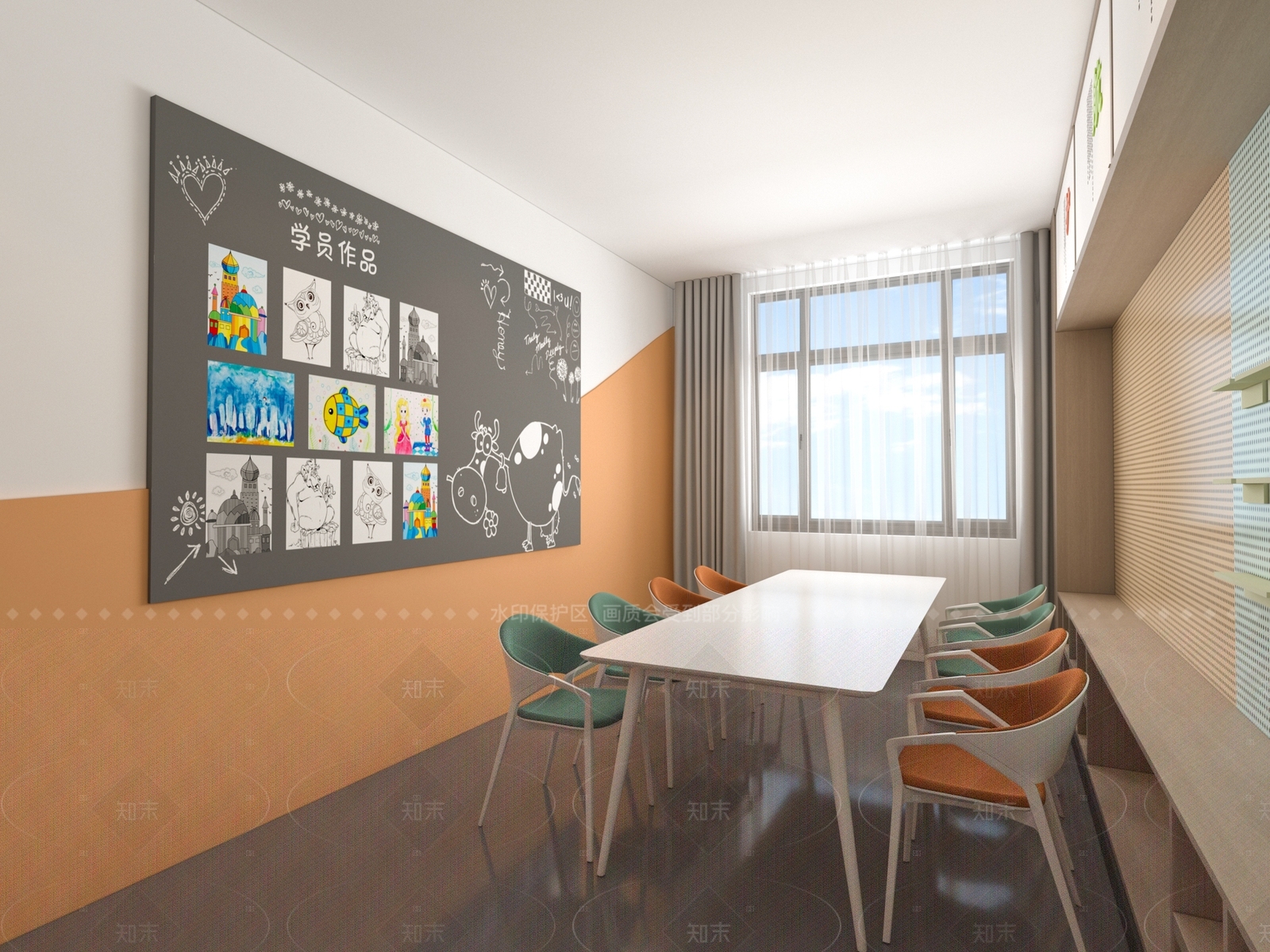 现代简约教室3D模型下载【ID:1208505225】