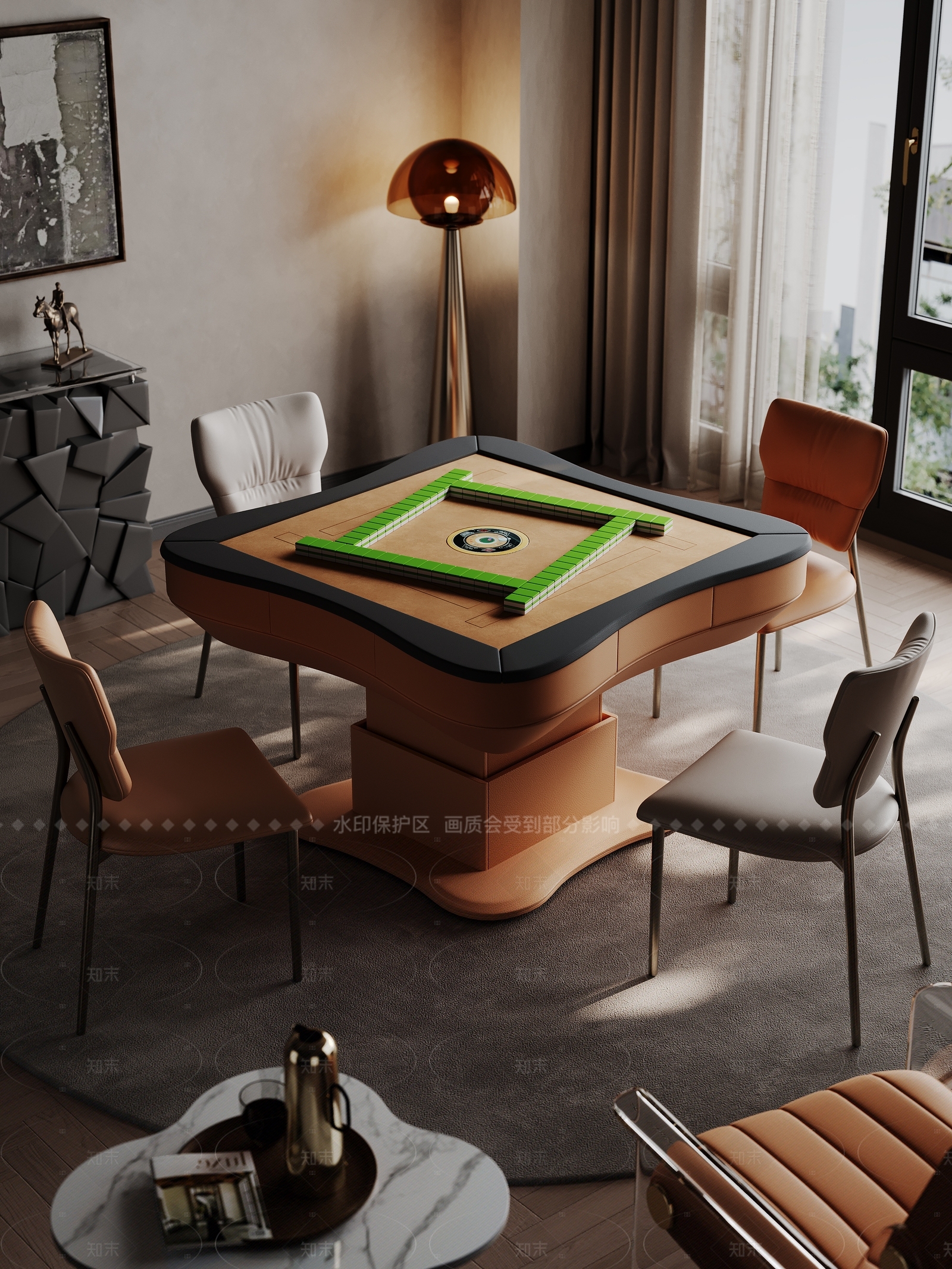 现代轻奢麻将桌3D模型下载【ID:1208505561】