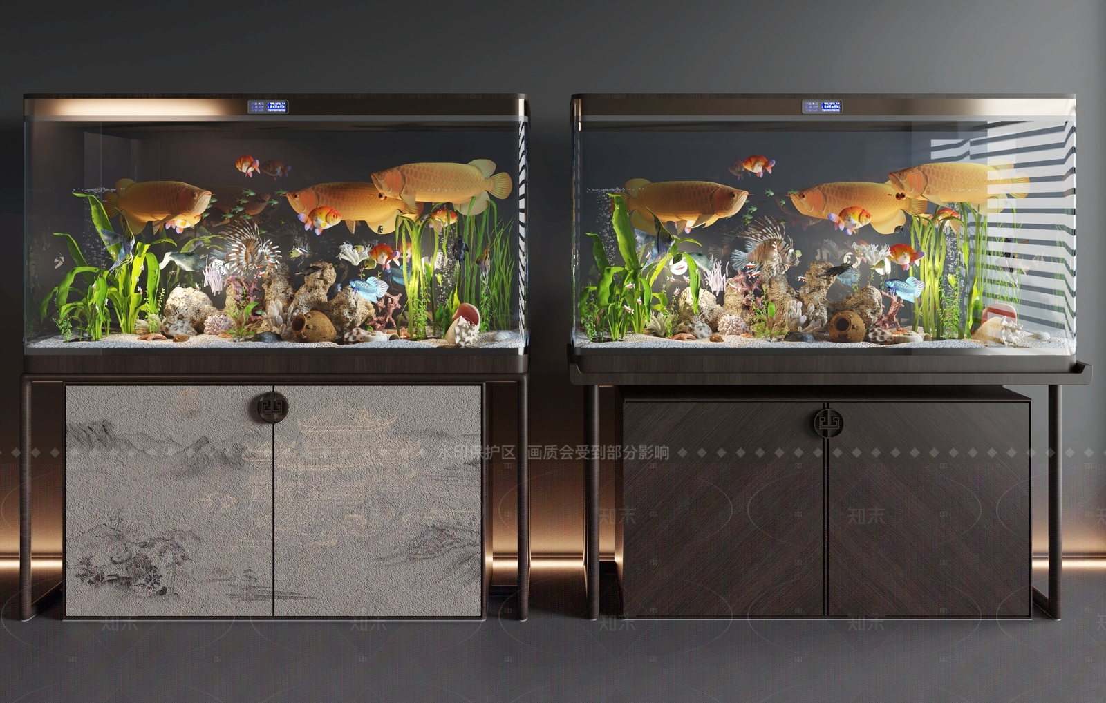 新中式鱼缸3D模型下载【ID:1208505681】