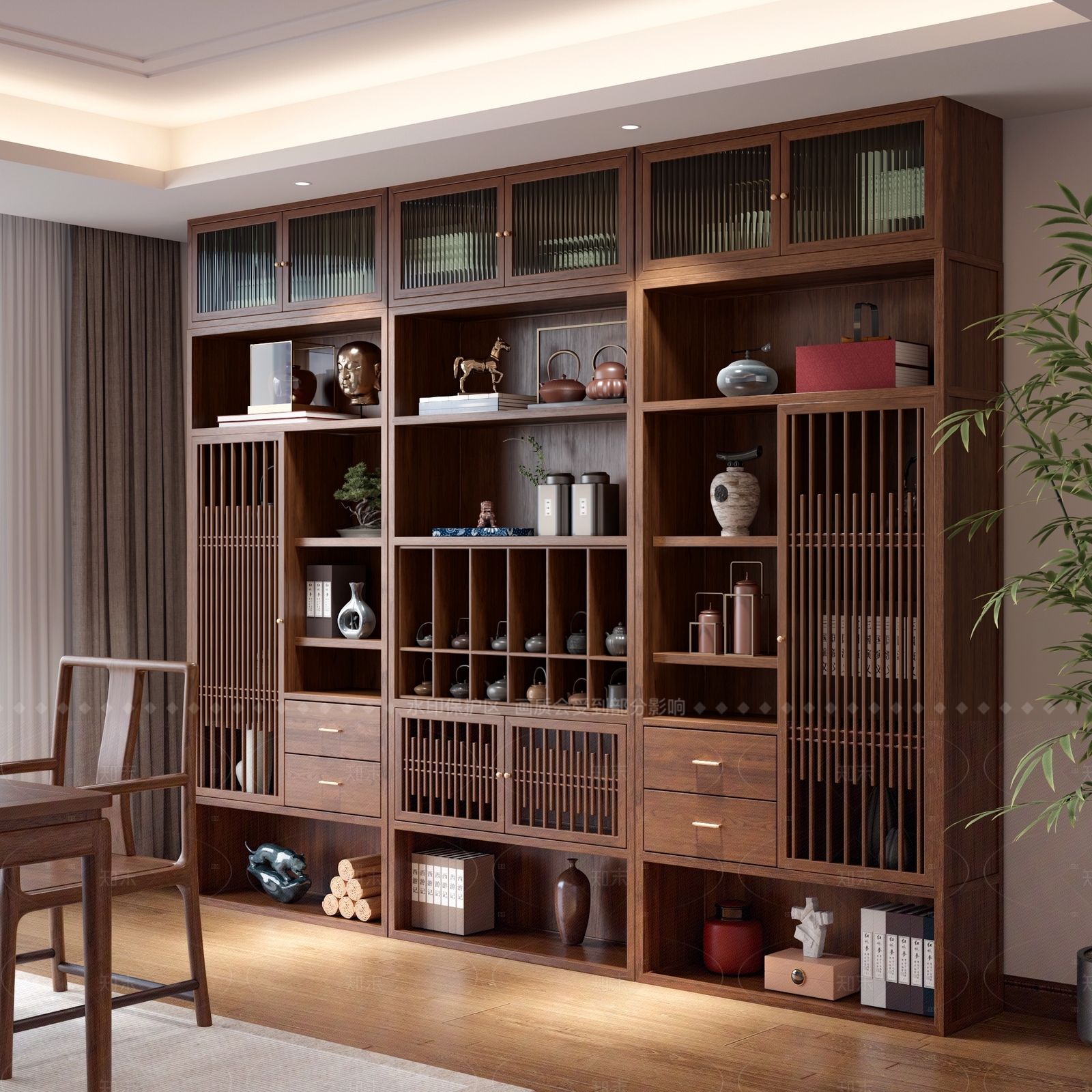 新中式博古架3D模型下载【ID:1208505949】