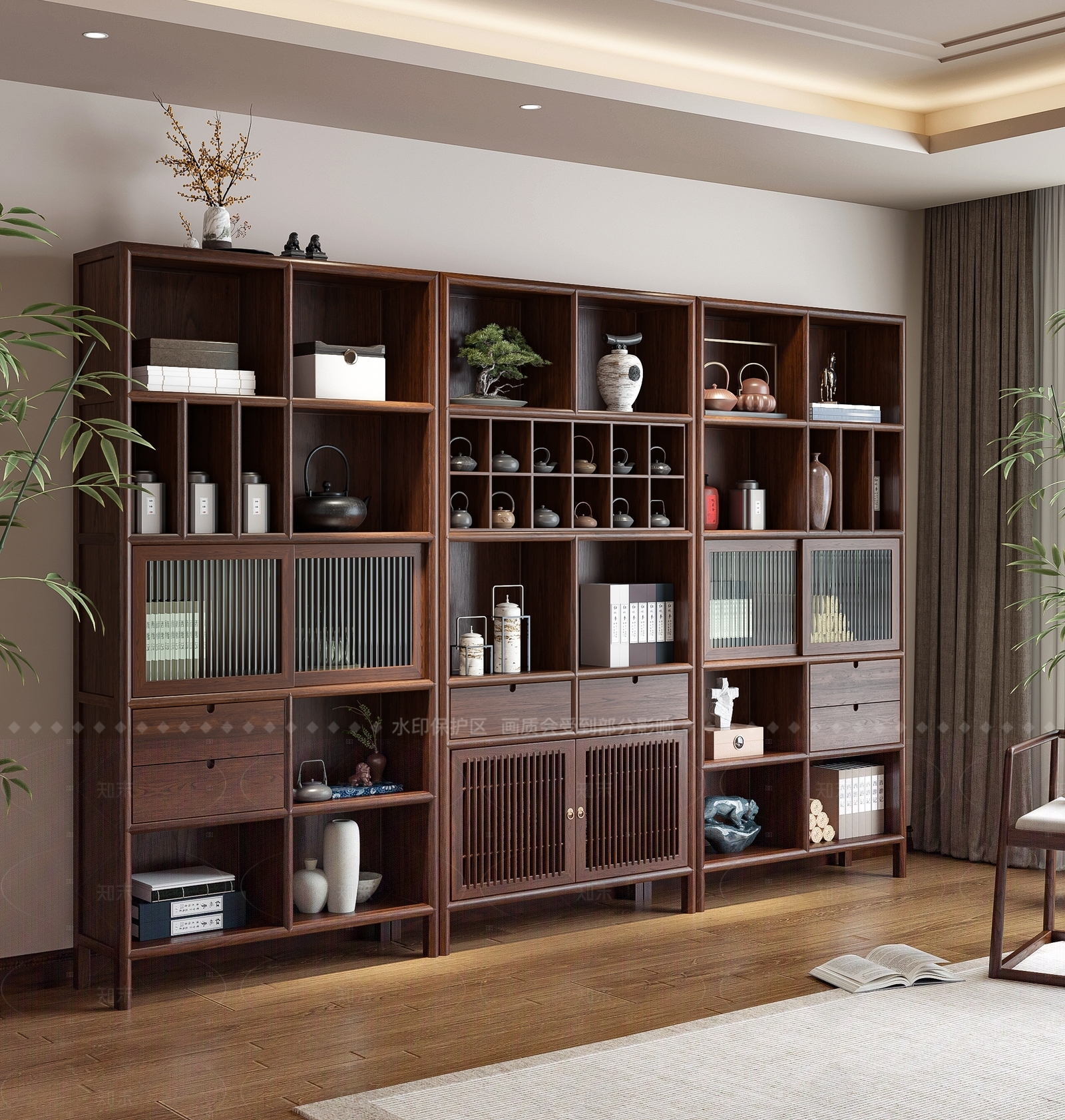 新中式博古架SU模型下载【ID:1208506234】